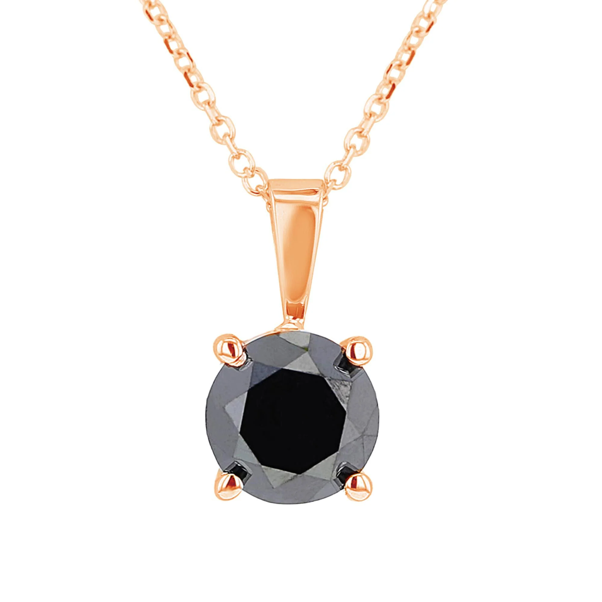 Black Diamond Solitaire Necklace 1ct - Image 3