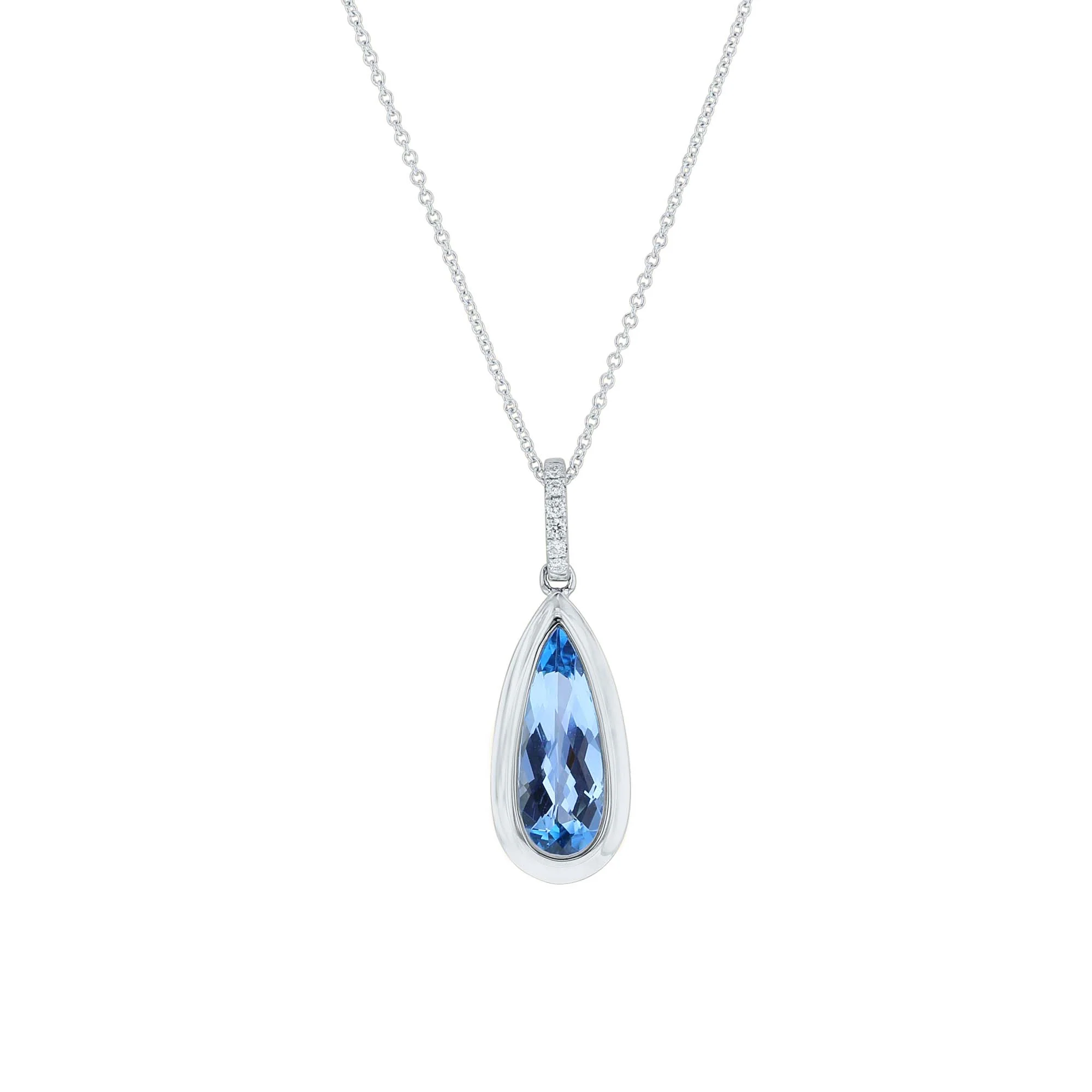 Brizo Blue Topaz & Diamond Drop Necklace - Image 2