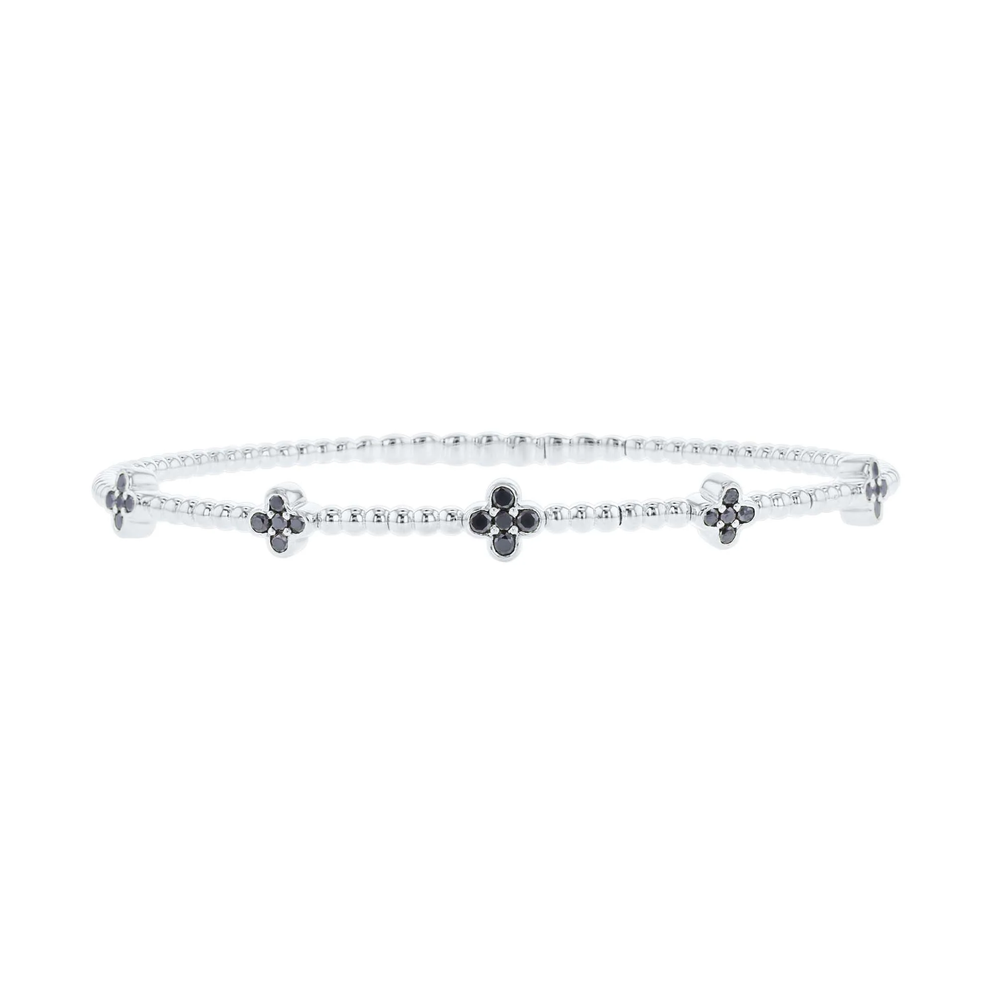 Charismatic Clover Black Diamond Bangle Bracelet
