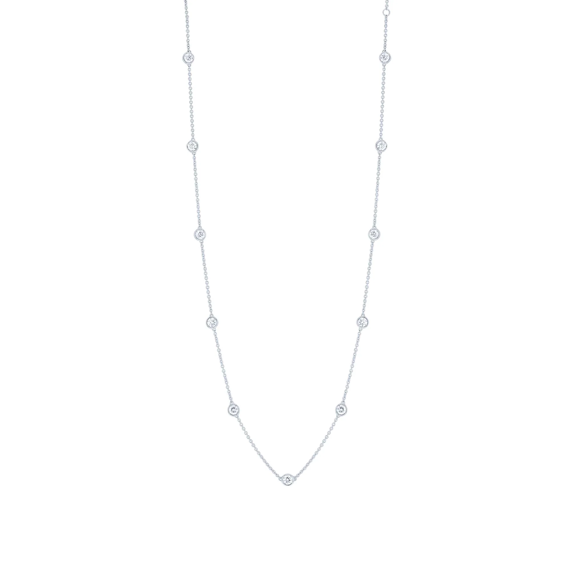 Classic Bezel Station Diamond Necklace 1 1/2ctw - Image 2