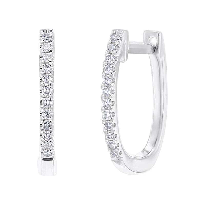 Classic Pave Diamond Huggie Hoop Earrings - Image 3