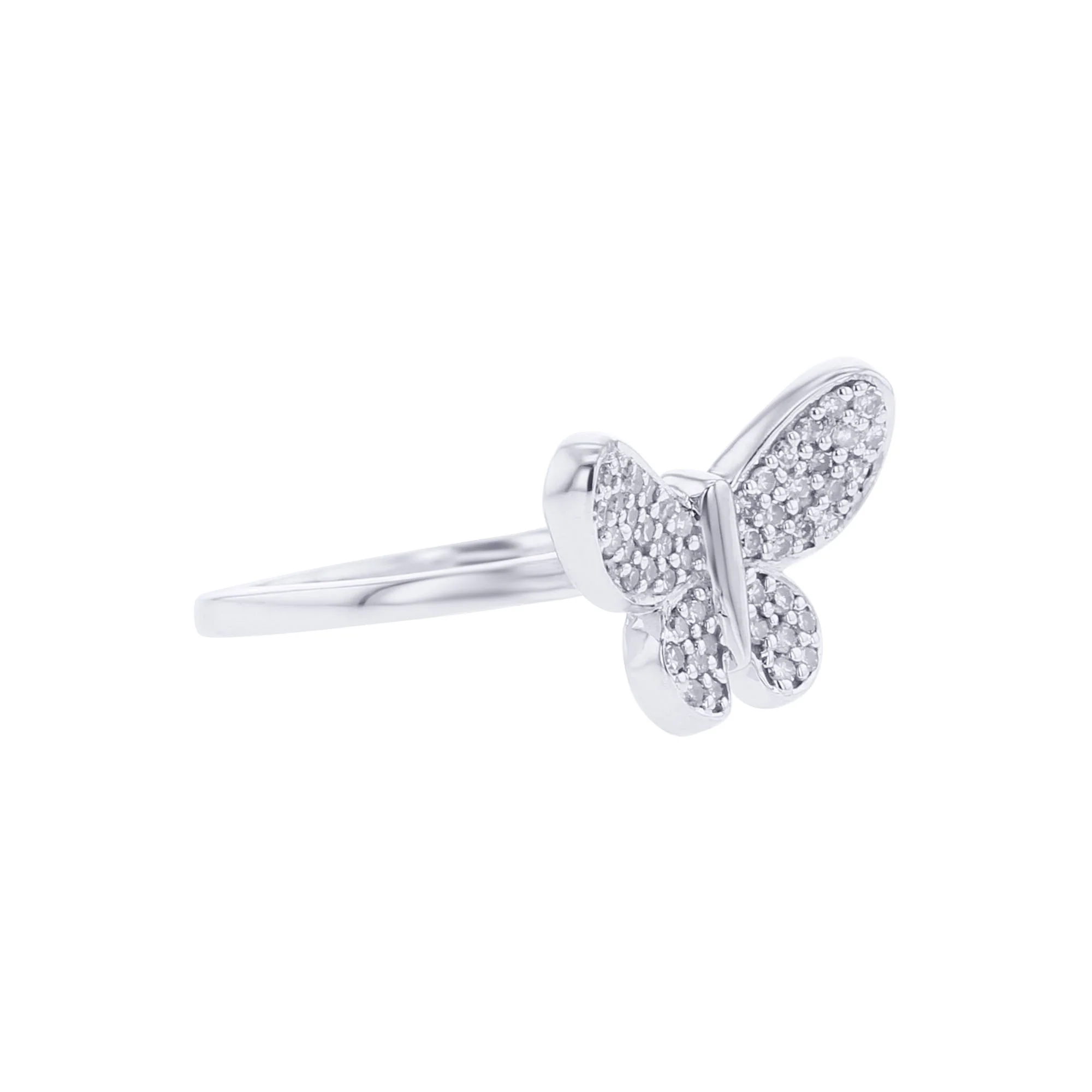 Silver Delicate Butterfly Diamond Ring - Image 3
