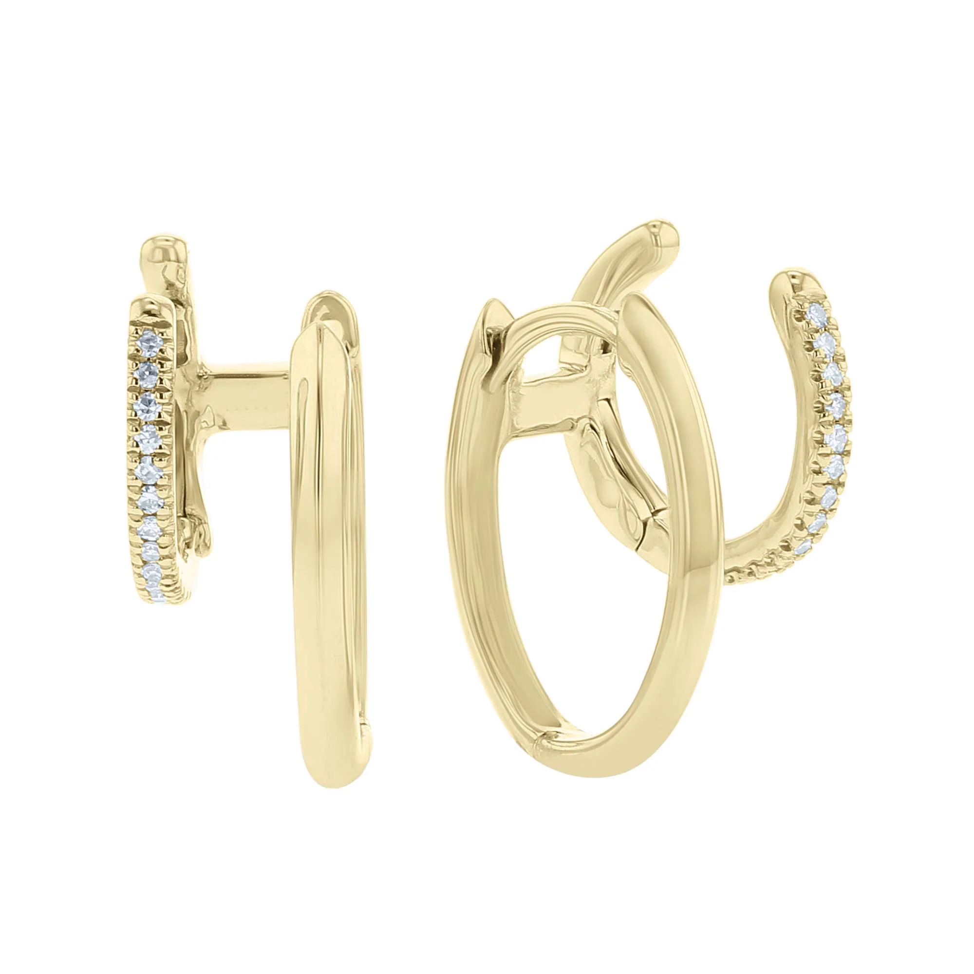 Double Trouble Diamond Huggie Hoop Earrings