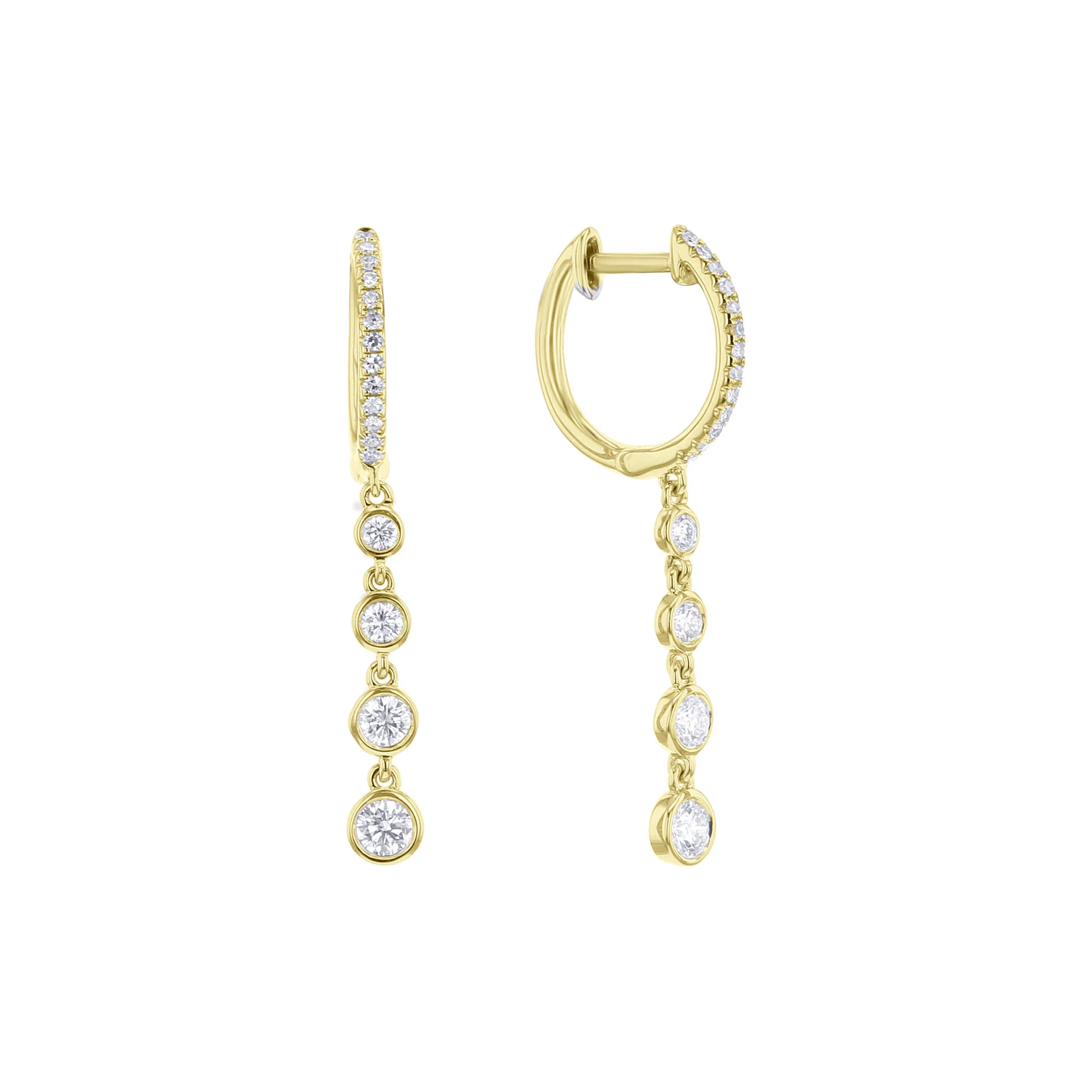 Dripping Diamonds Bezel Drop Earrings - Image 3