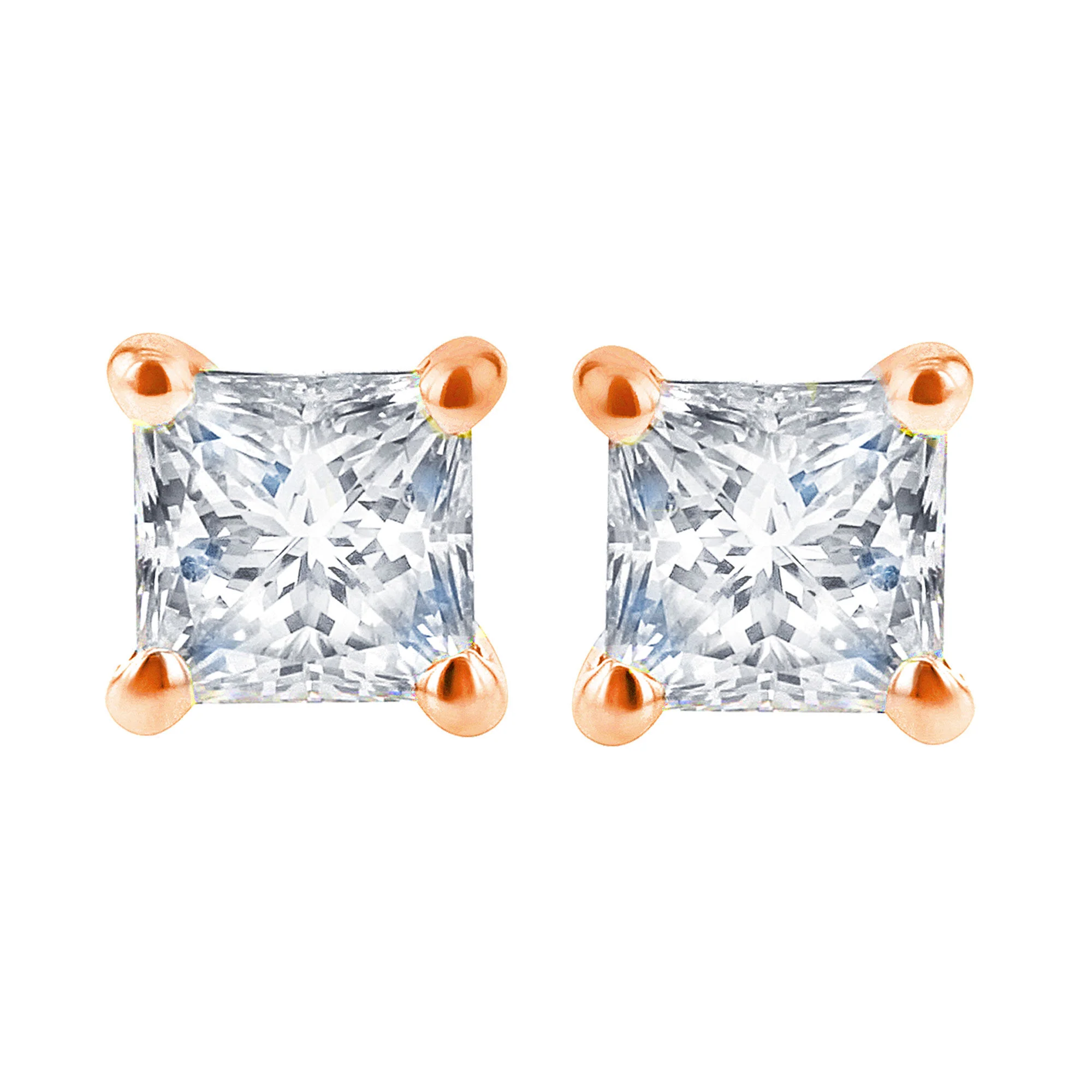 Exclusive Princess Diamond Stud Earrings 3/8ct - Image 4