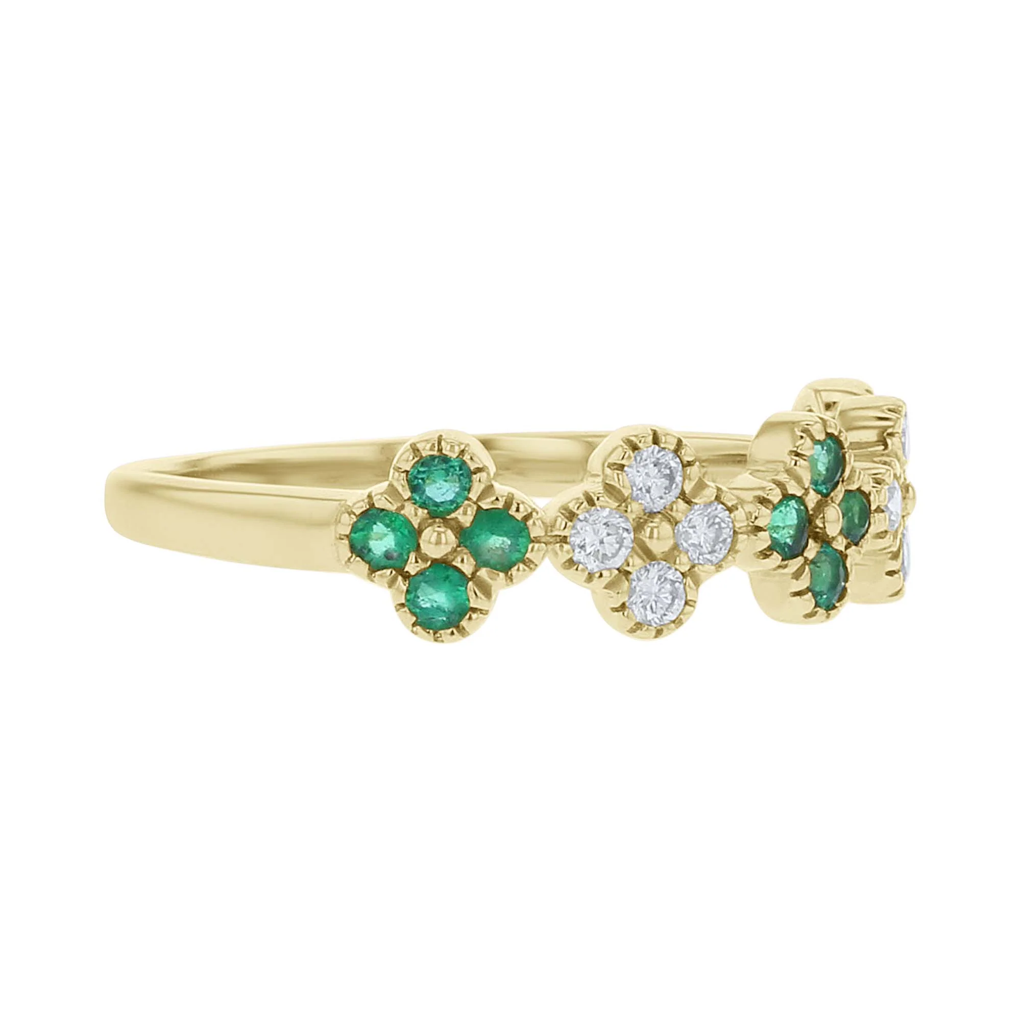 Ginny Emerald and Diamond Clover Ring - Image 3