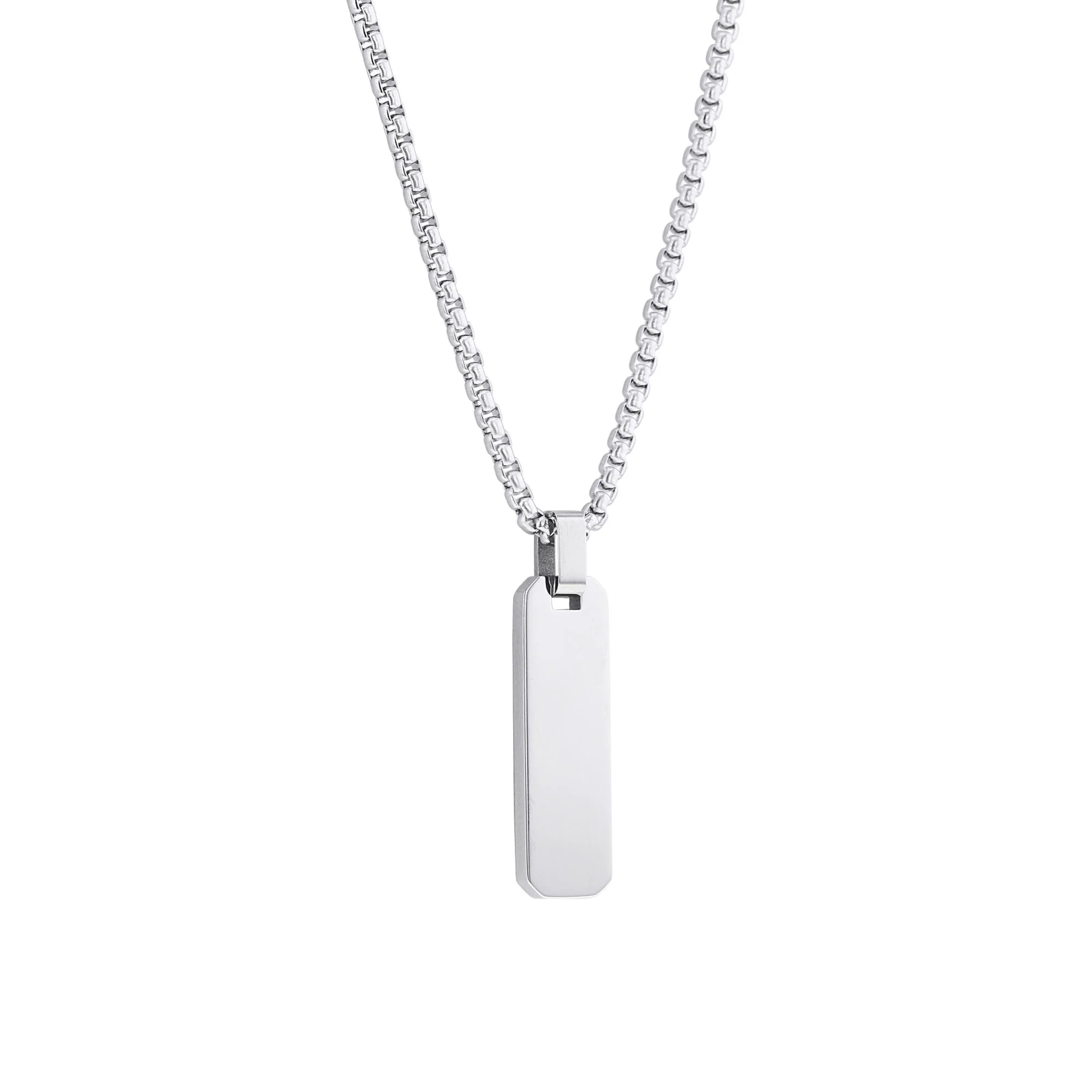 Jimmy Stainless Steel Slim Dog Tag Necklace - Image 2