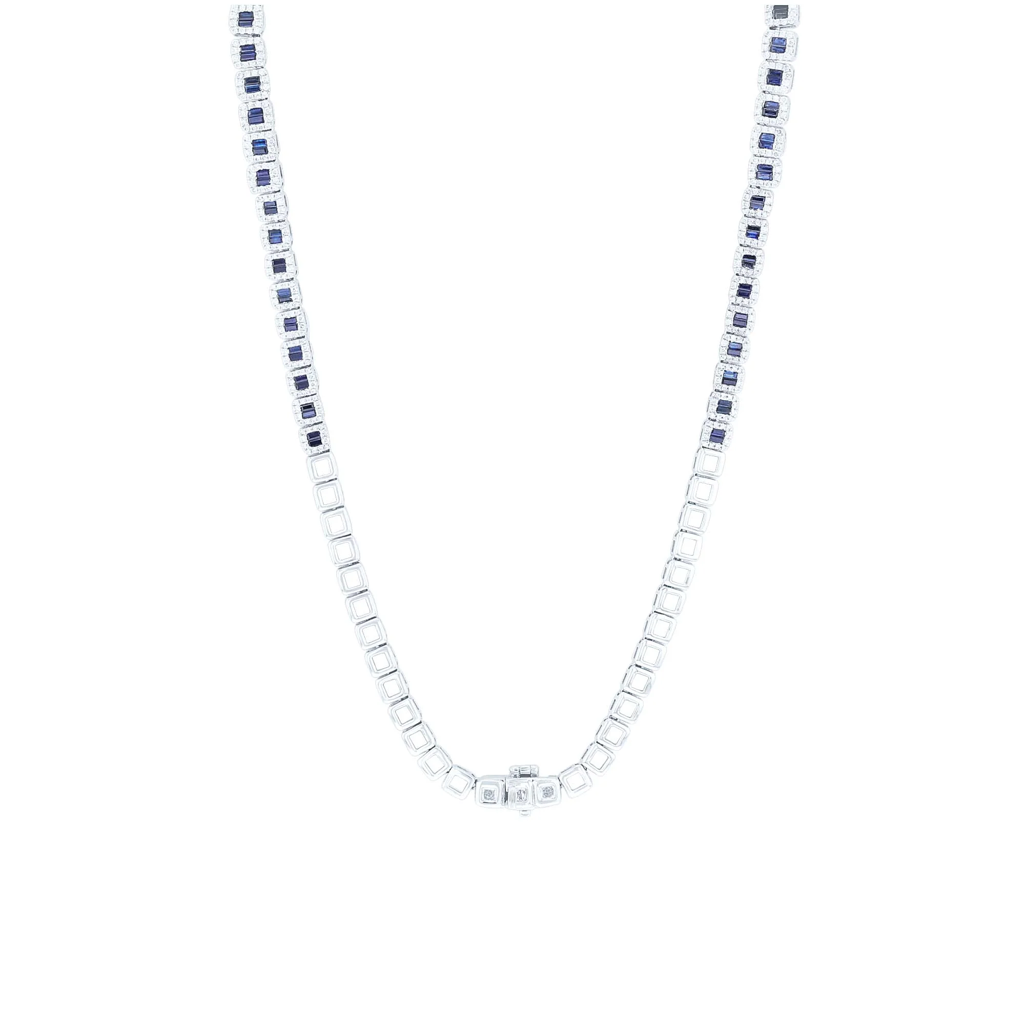 Lagoon Sapphire and Diamond Tennis Necklace - Image 2