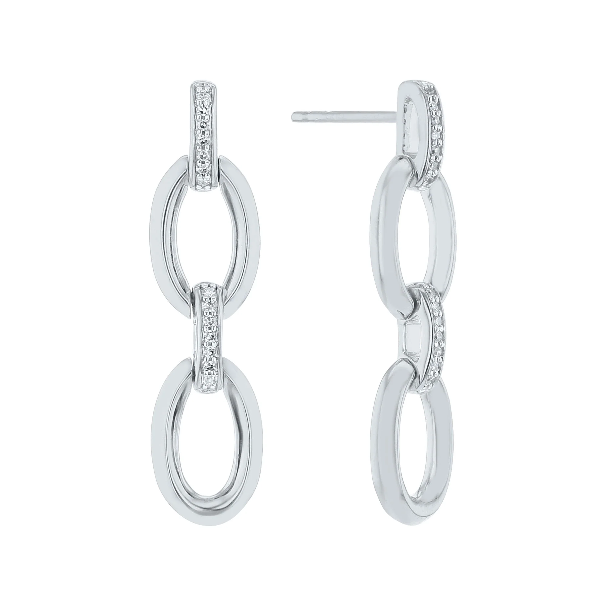 Loren Oval Link Diamond Earrings - Image 2