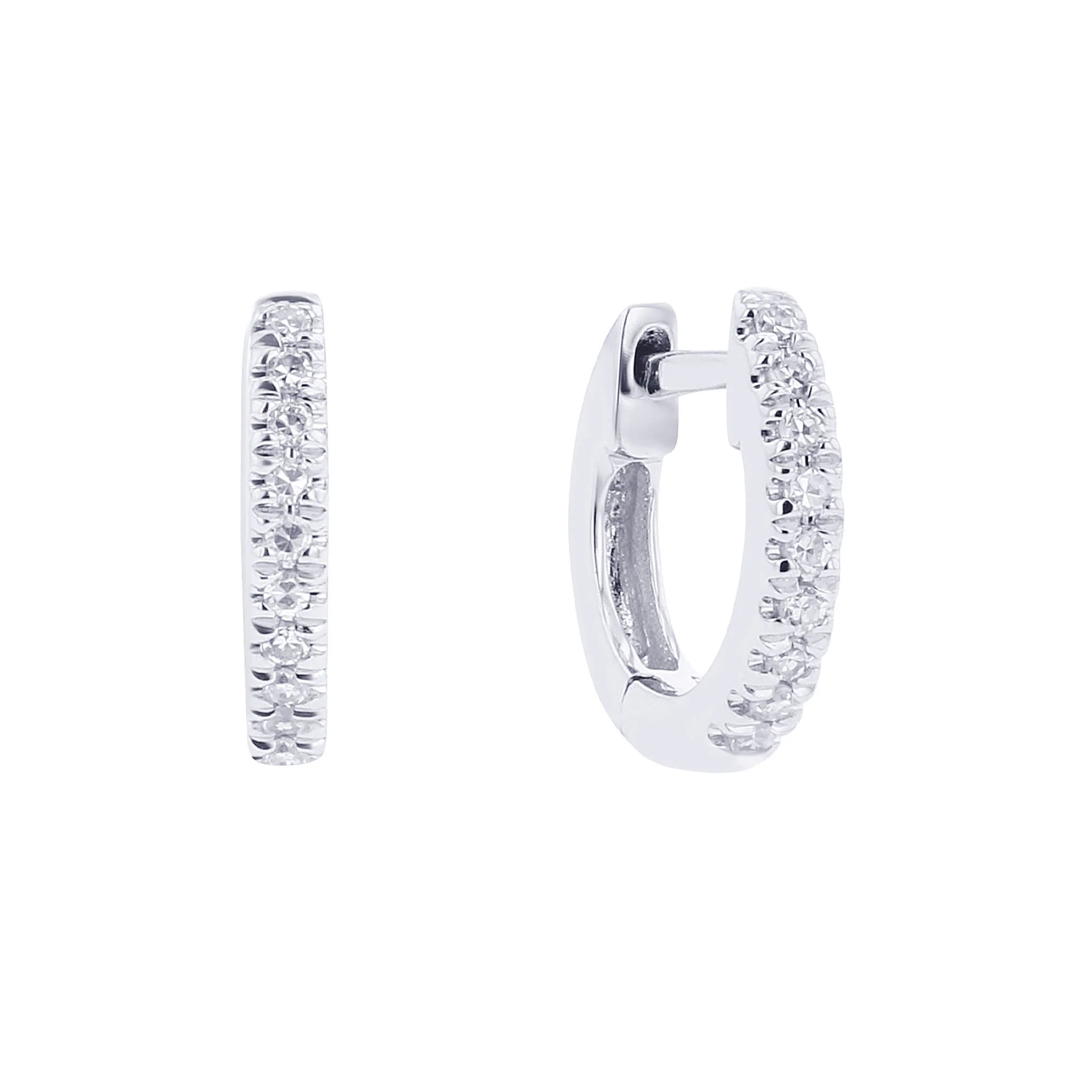 Mini Classic Pave Diamond Huggie Hoop Earrings - Image 3