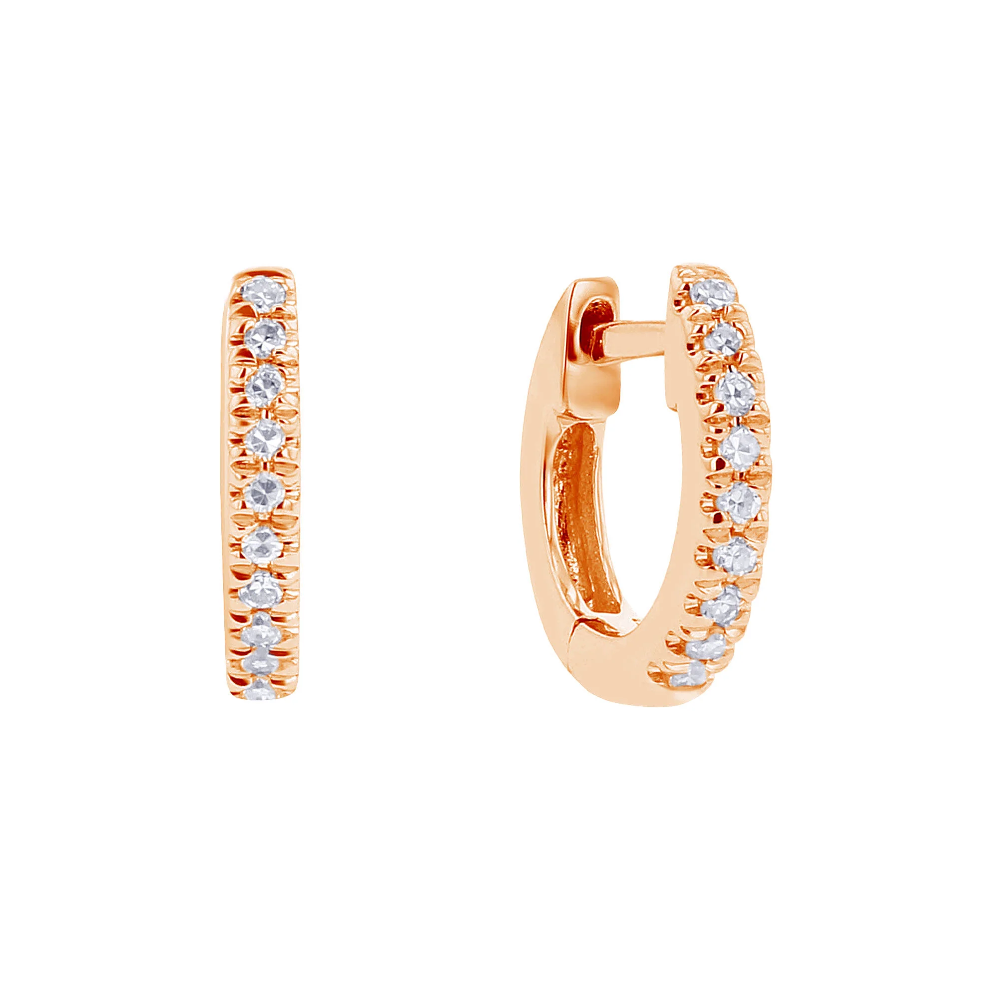 Mini Classic Pave Diamond Huggie Hoop Earrings - Image 4