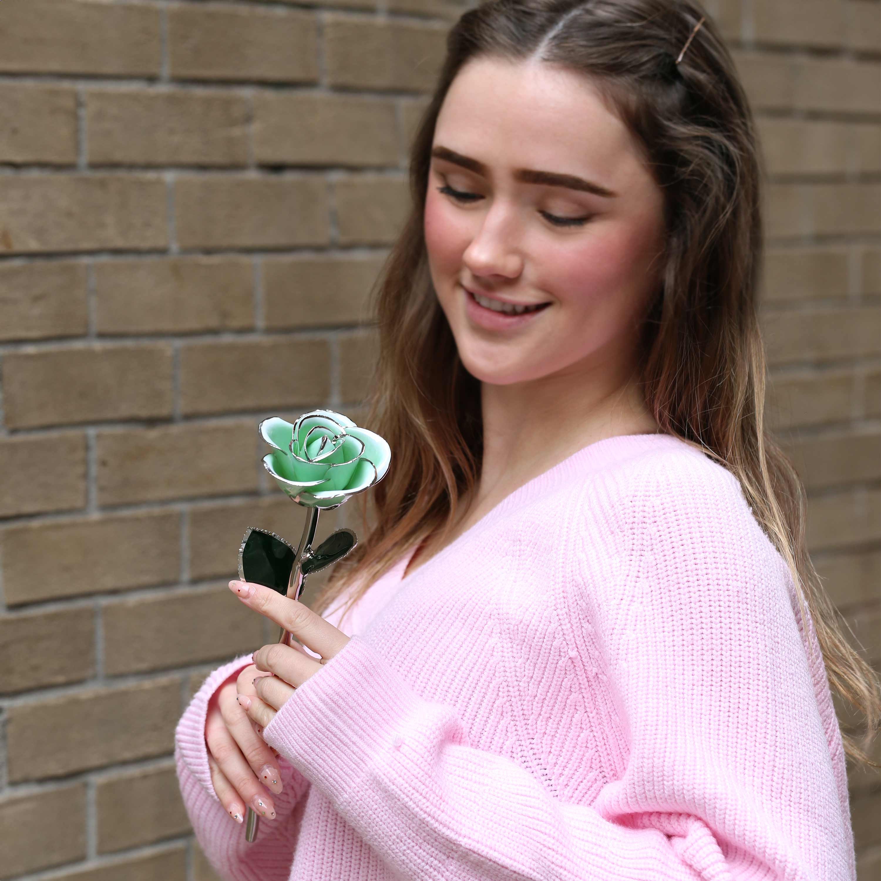 Mint To Be Platinum Dipped Rose - Image 3