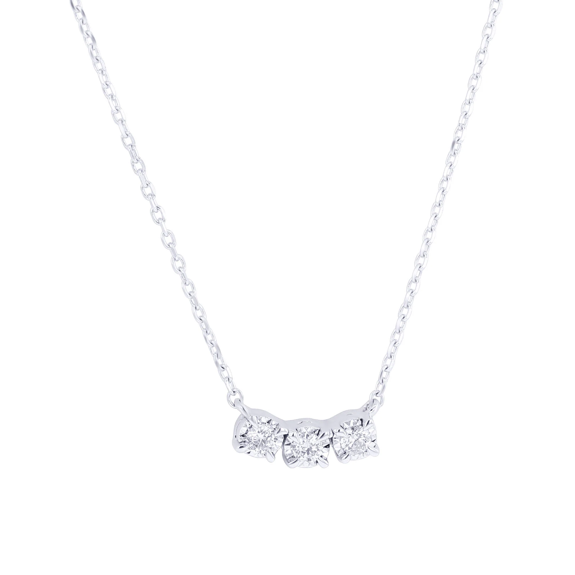 Mirage Three Stone Diamond Necklace 1/10 ct - Image 4