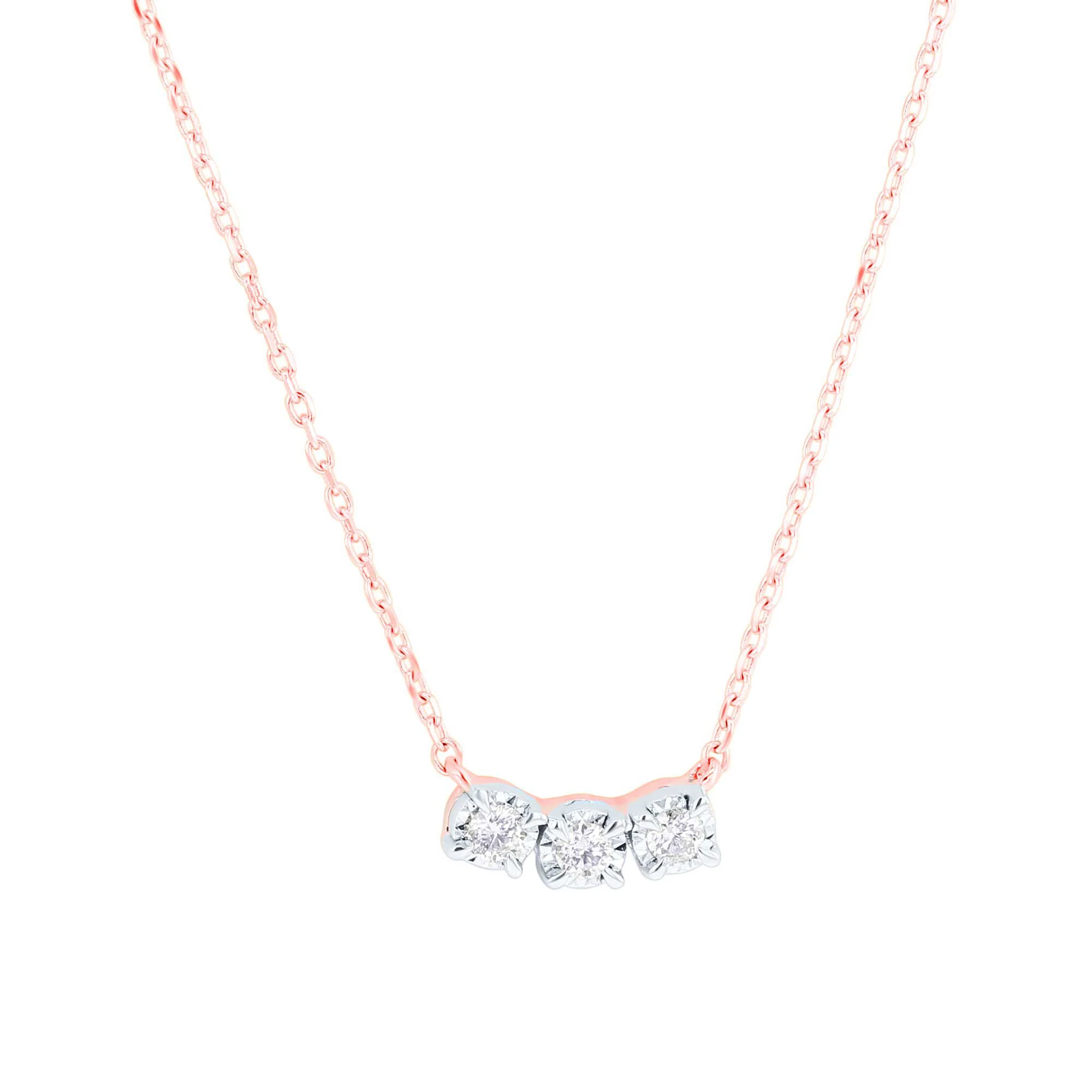 Mirage Three Stone Diamond Necklace 1/10 ct - Image 5