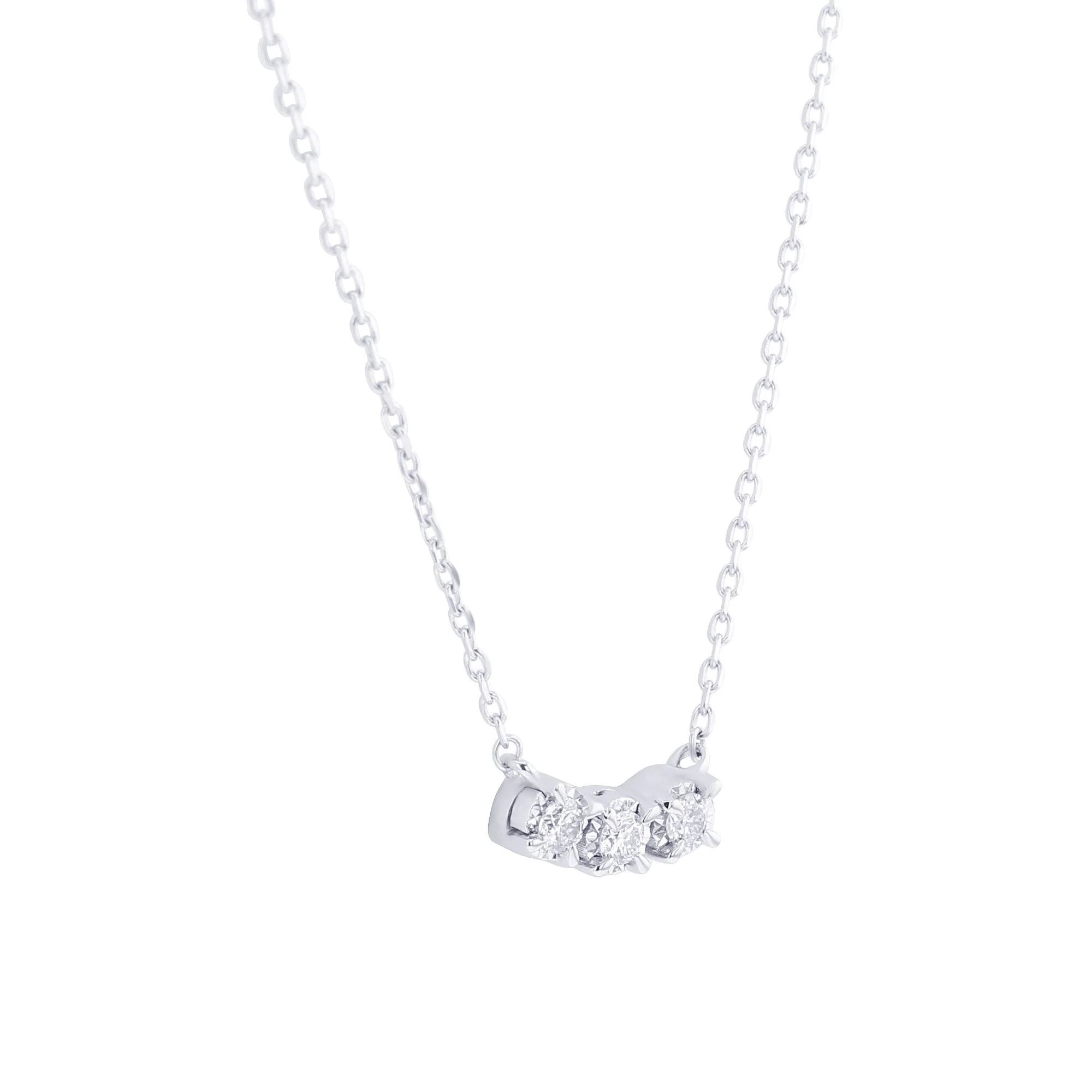 Mirage Three Stone Diamond Necklace 1/10 ct - Image 6