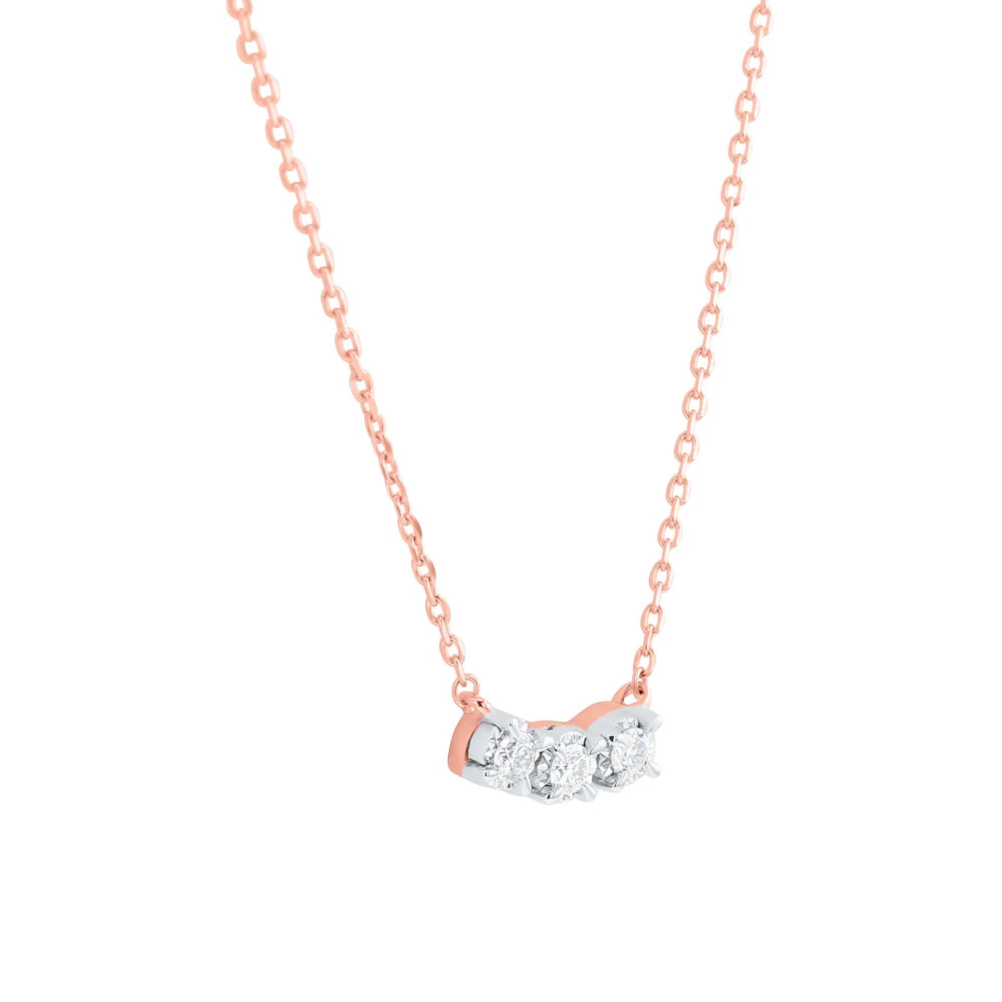 Mirage Three Stone Diamond Necklace 1/10 ct - Image 8