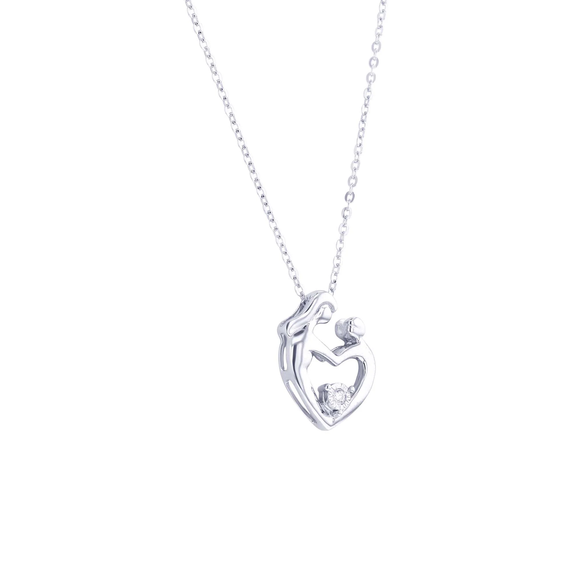 Mother's Embrace Diamond Heart Necklace - Image 3