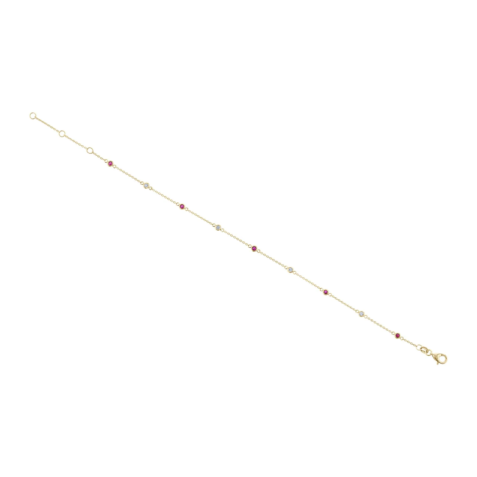 Orchid Ruby & Diamond Bezel Chain Bracelet - Image 2