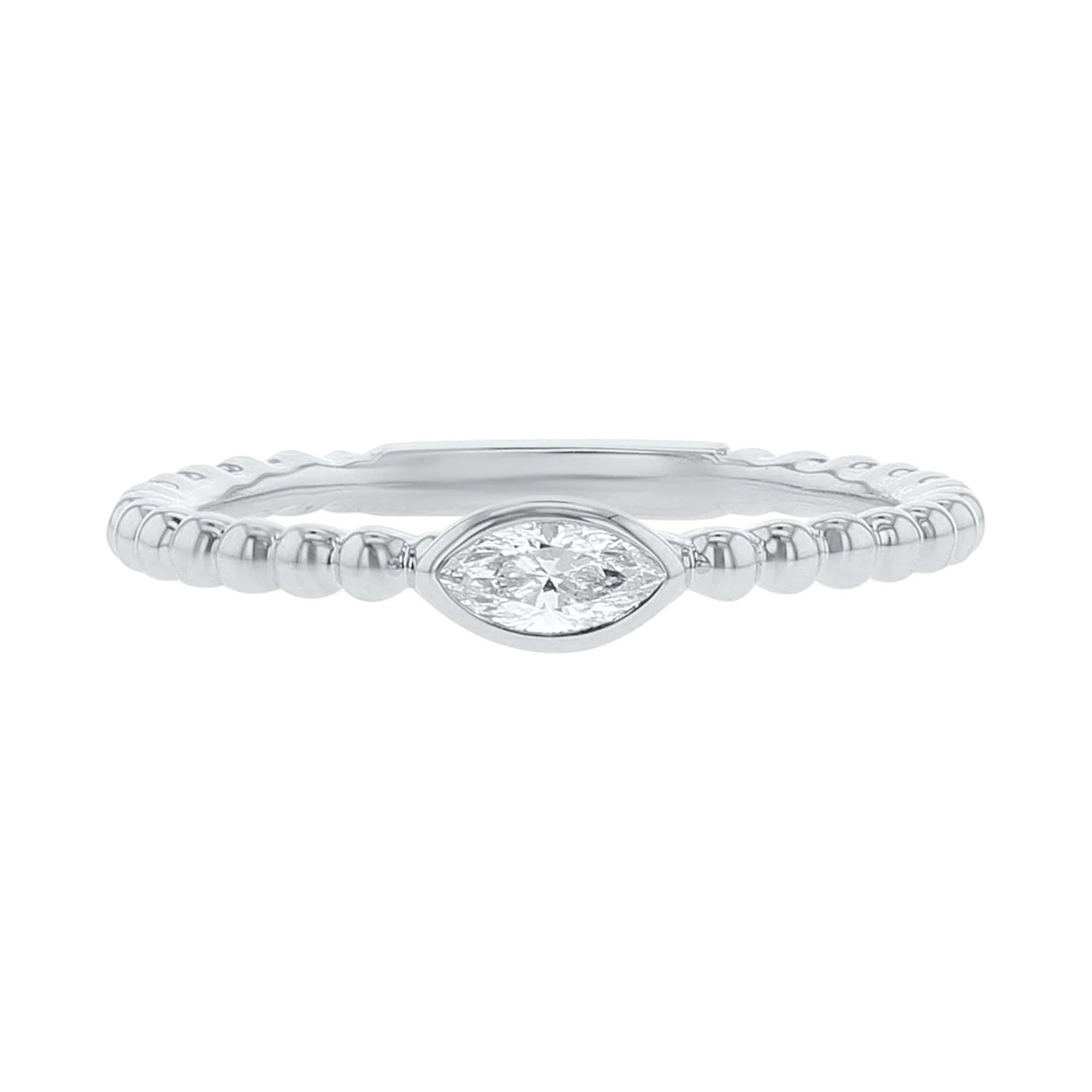 Paloma Marquise Cut Beaded Bezel Diamond Ring - Image 2