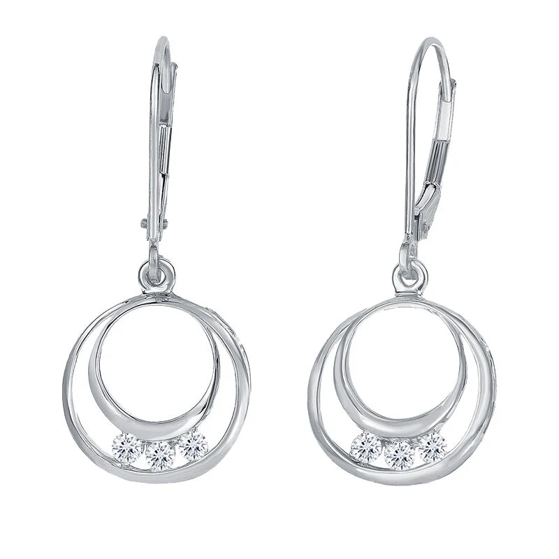 Past Present Future Circle Diamond Drop Earrings - Image 3