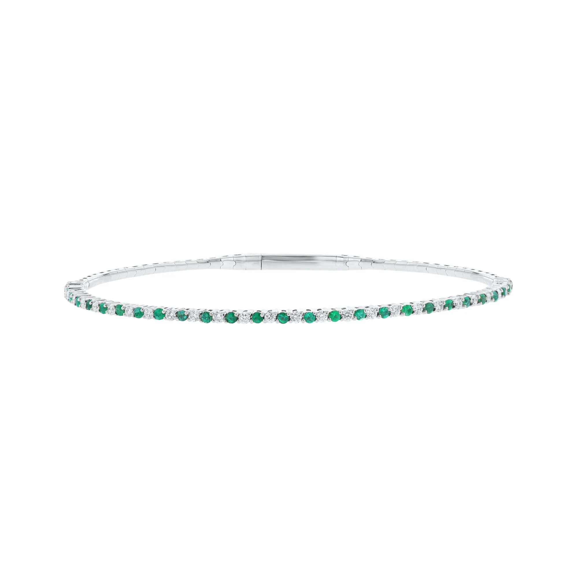 Pretty in Pave Emerald & Diamond Bangle Bracelet - Image 2