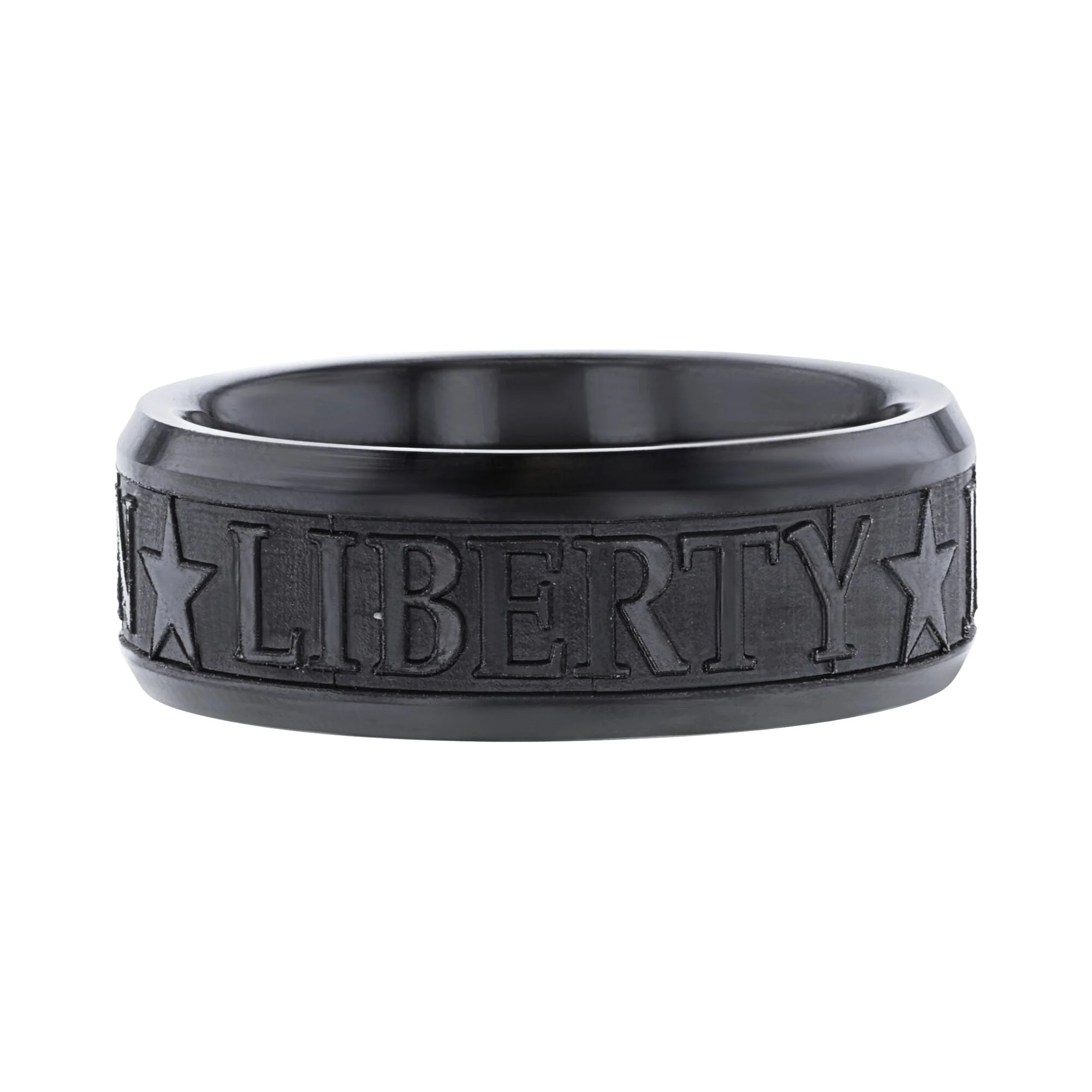 Liberty, Justice, and Reason Black Ceramic Wedding Ring