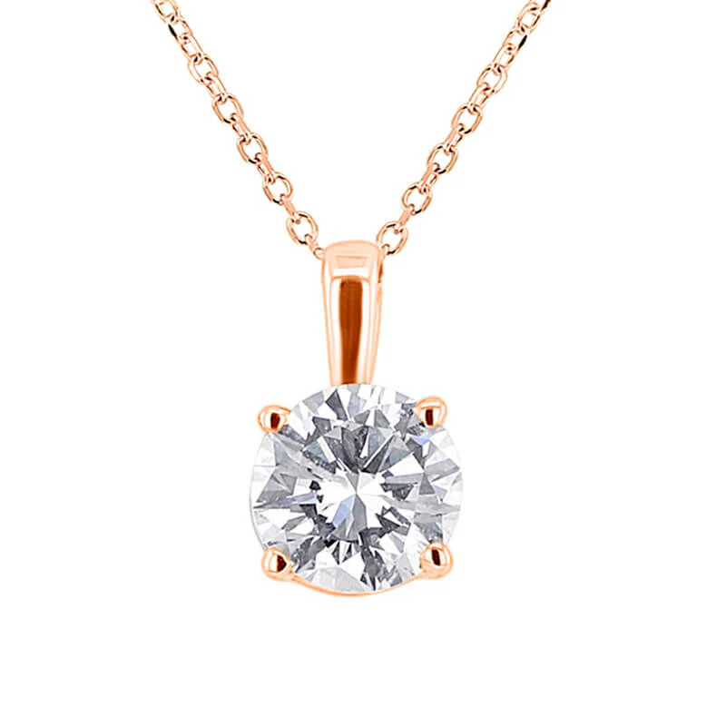 Round Solitaire Diamond Necklace 1ct - Image 4