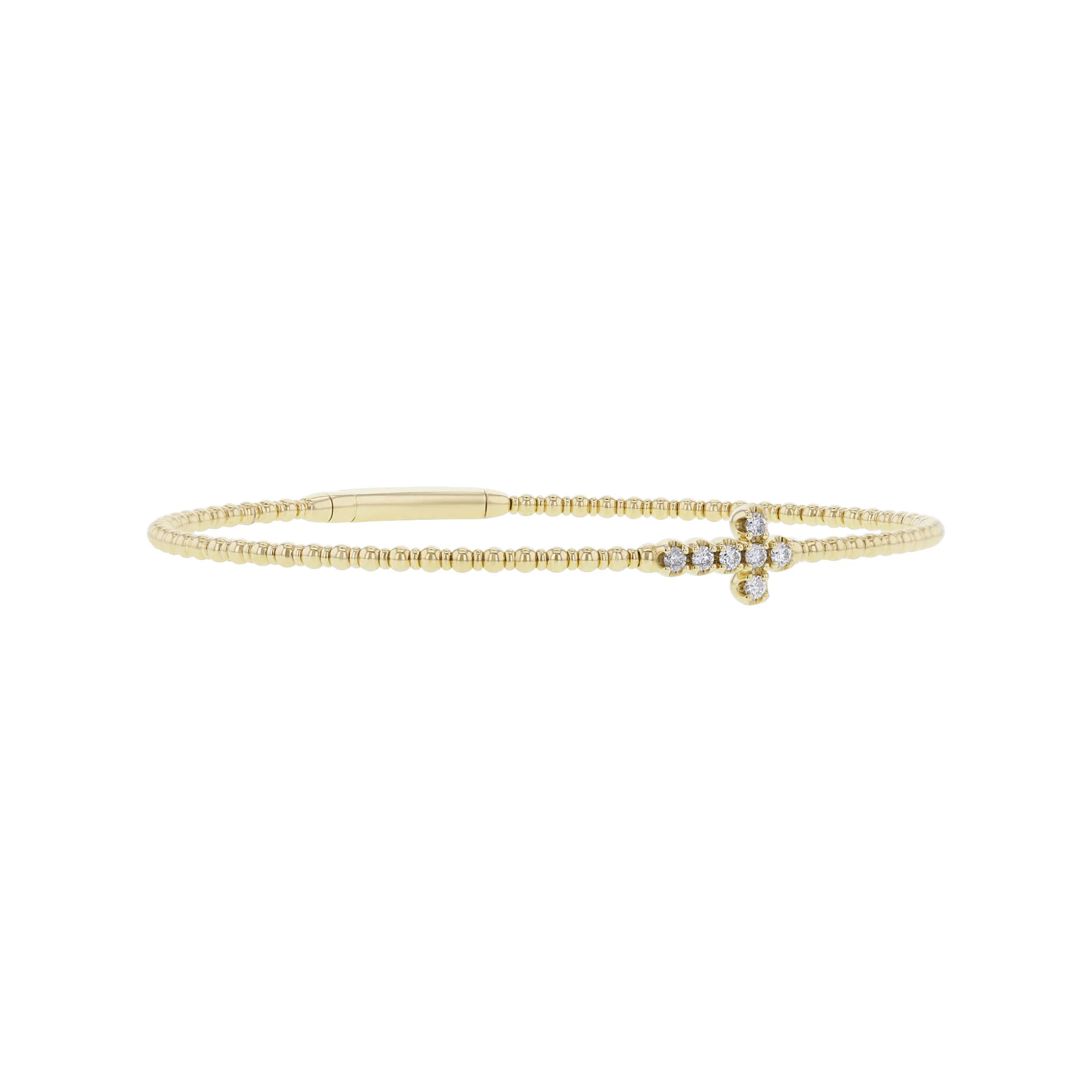 Side Cross Diamond Bangle Bracelet - Image 5