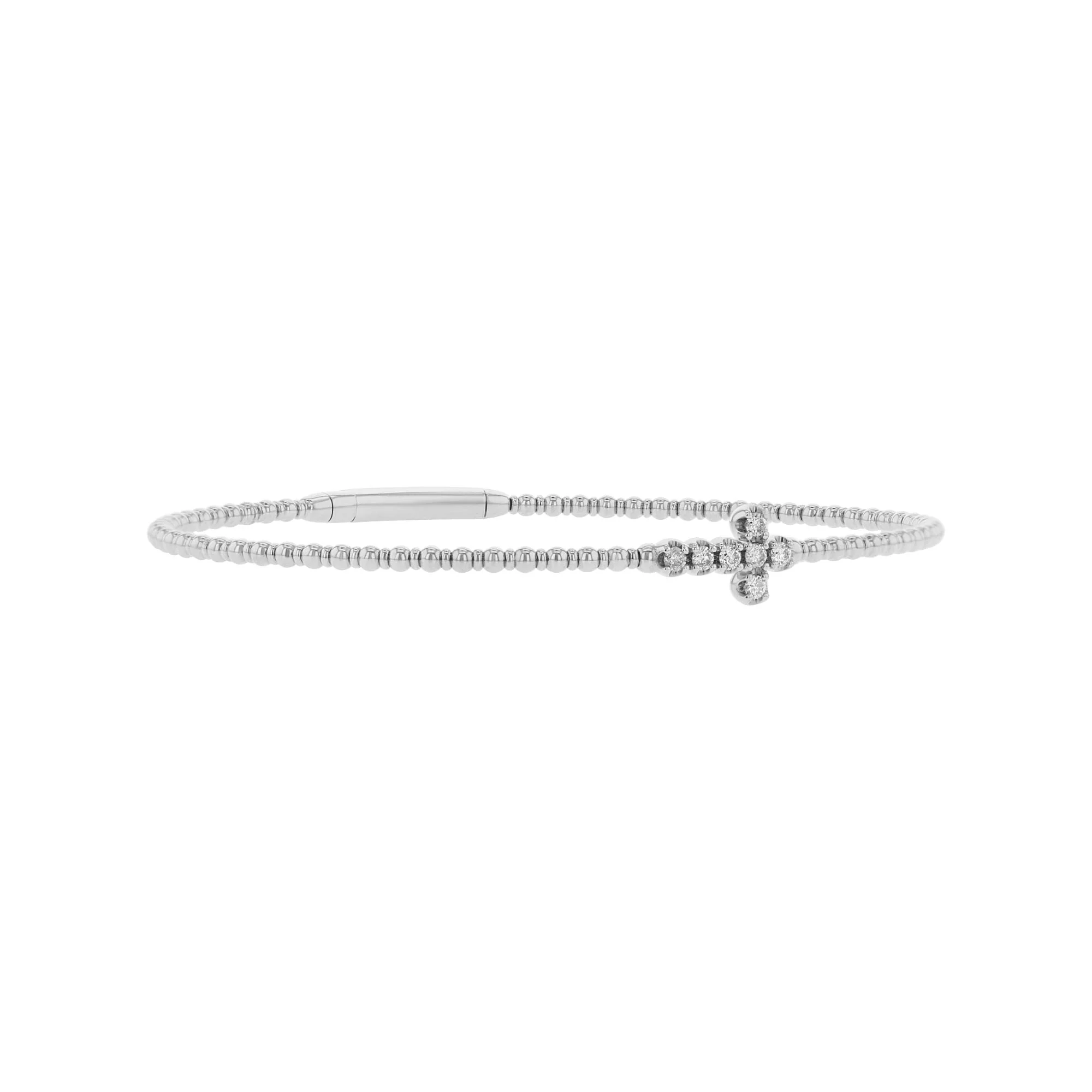Side Cross Diamond Bangle Bracelet - Image 6