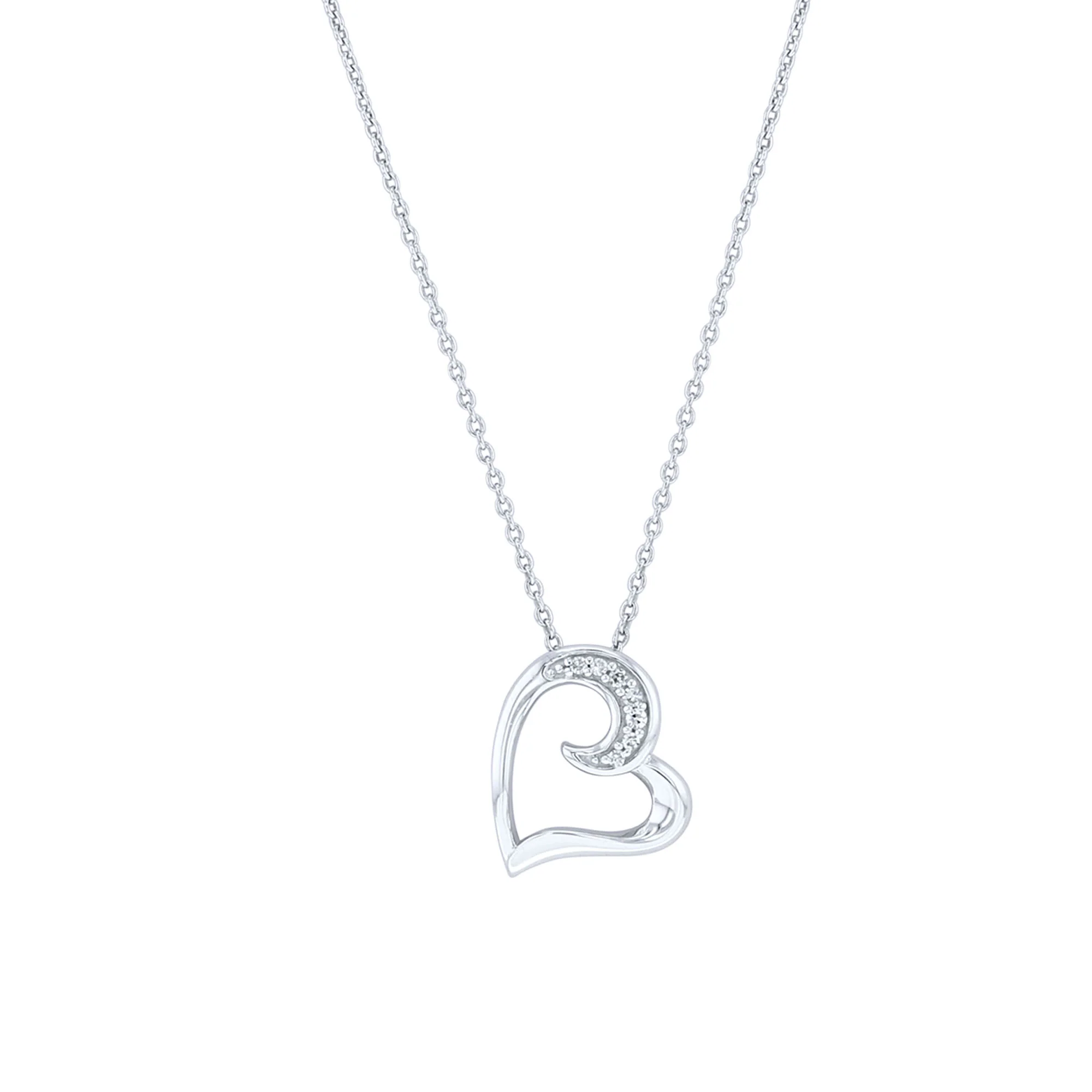 Silver Adoring Heart Diamond Necklace