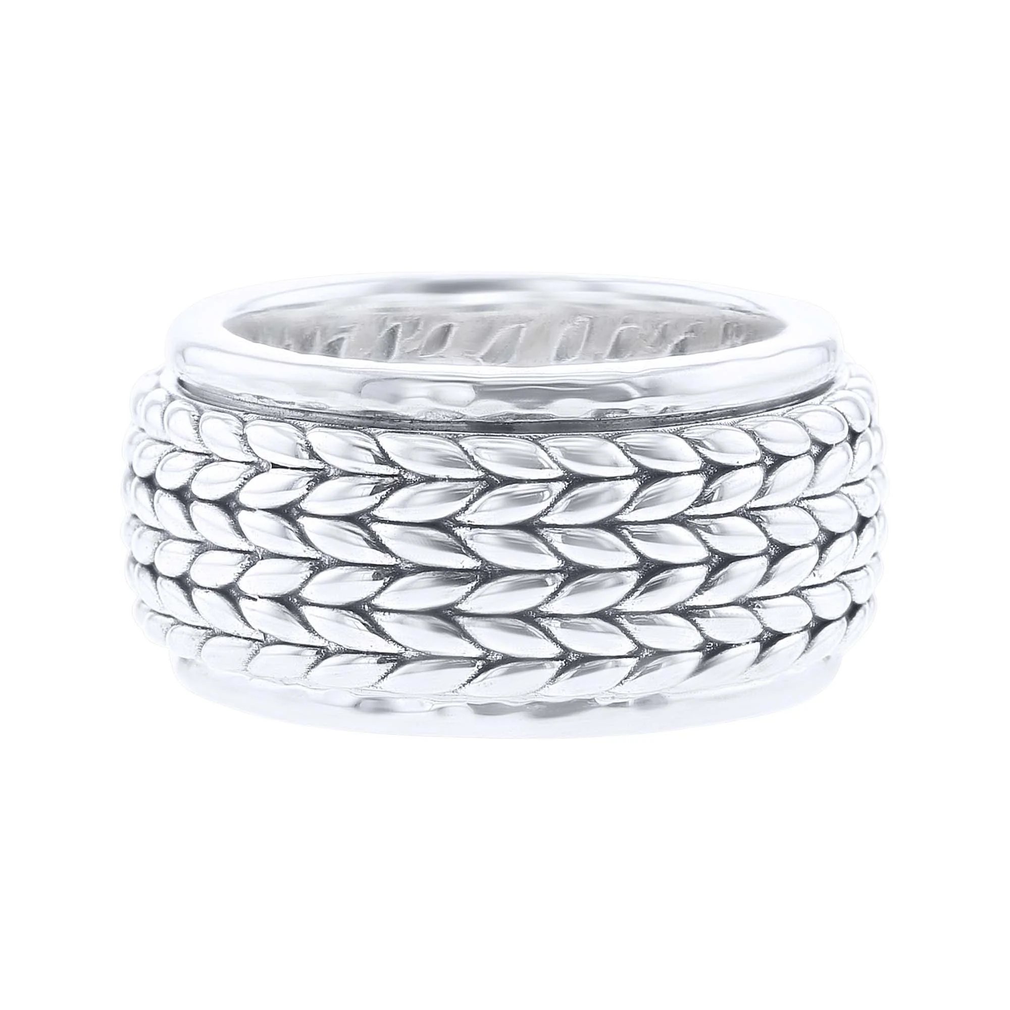 Silver Basketweave Spinner Ring