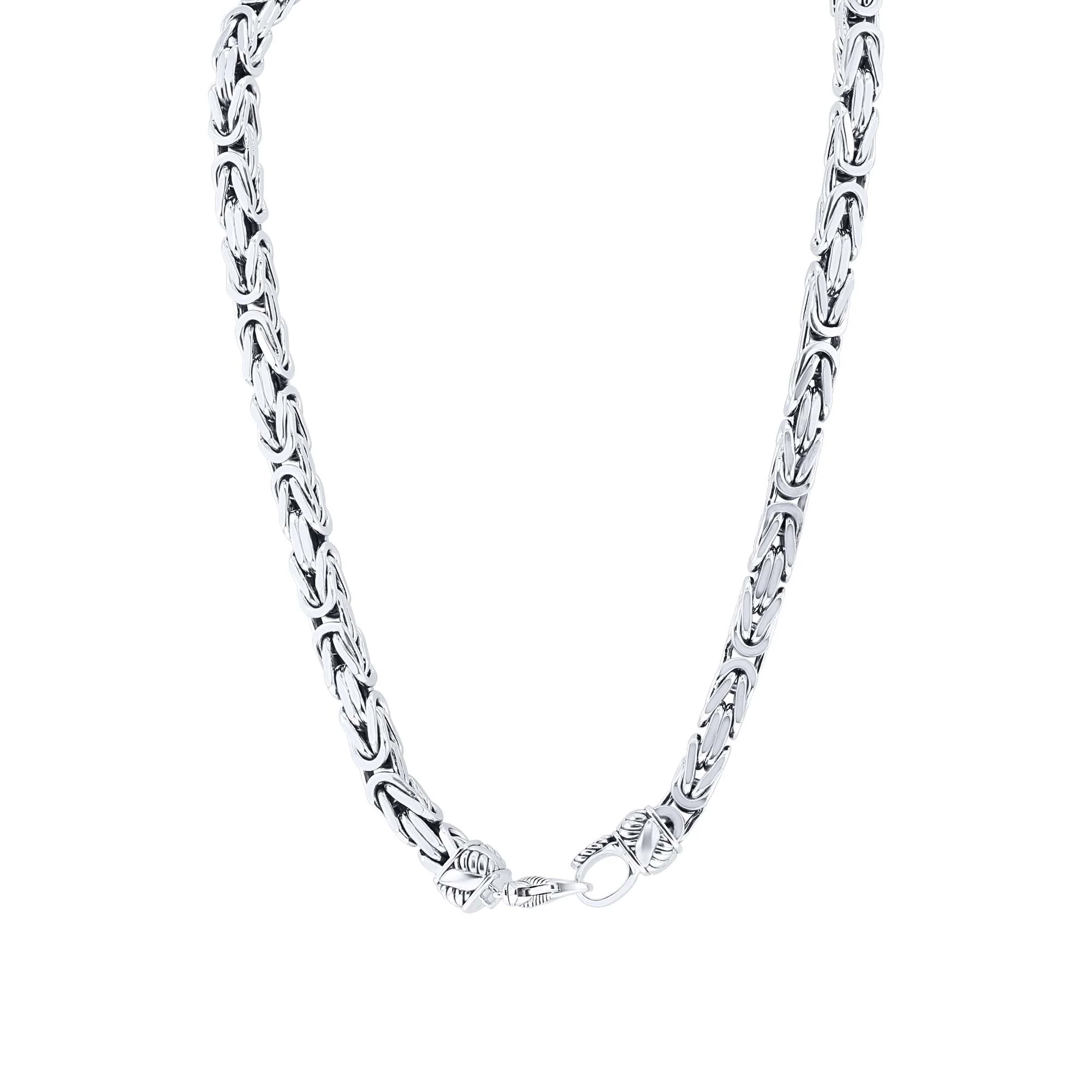 Silver Byzantine Chain Necklace- 7.2MM - Image 3