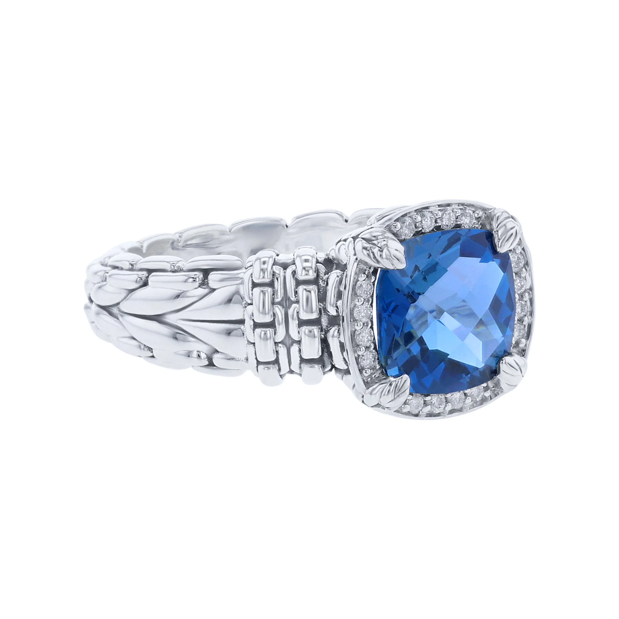 Silver Carys Blue Topaz & Diamond Ring - Image 3