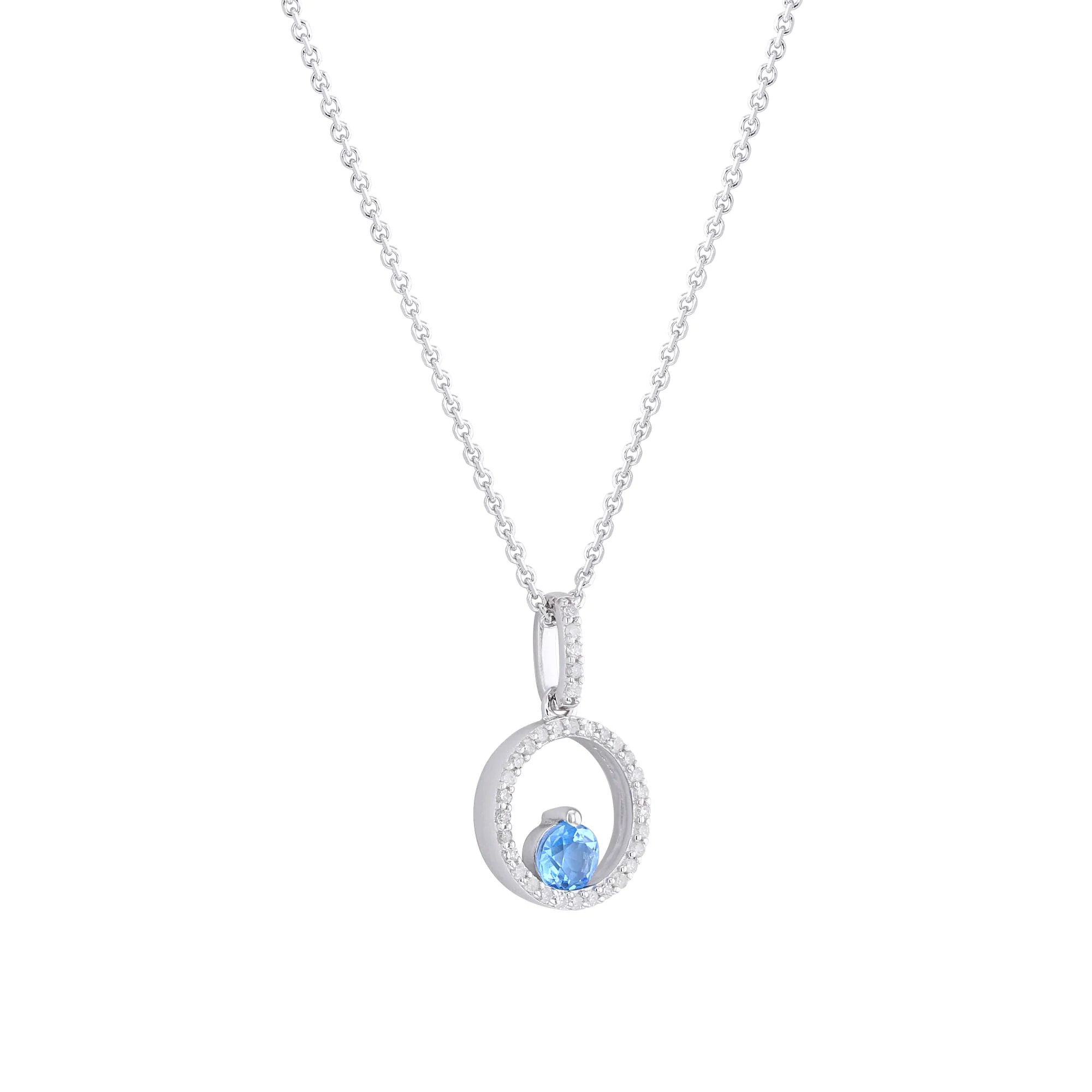 Silver Confetti Blue Topaz & Diamond Necklace - Image 3