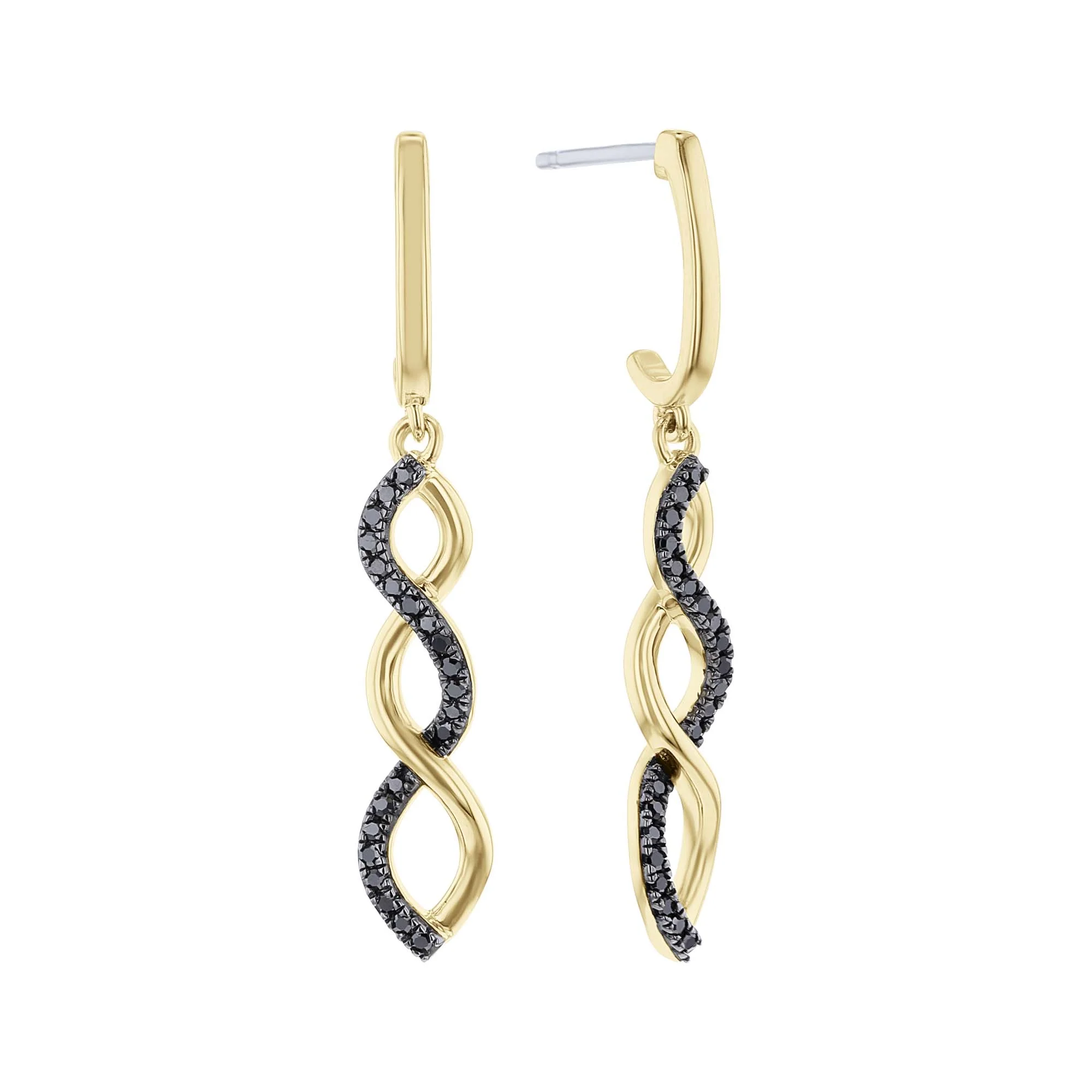 Silver Infinity Black Diamond Earrings - Image 3