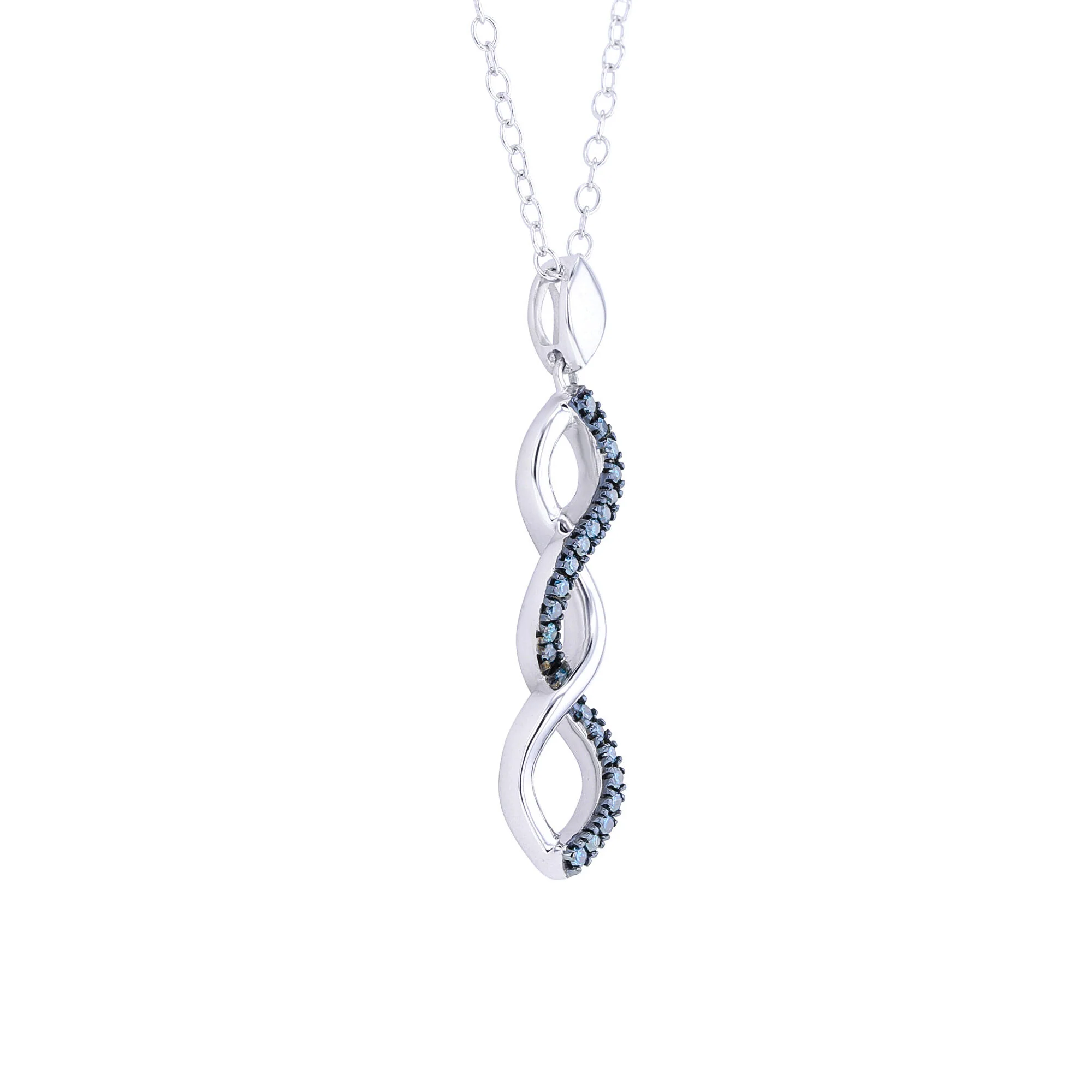 Silver Infinity Blue Diamond Necklace - Image 3