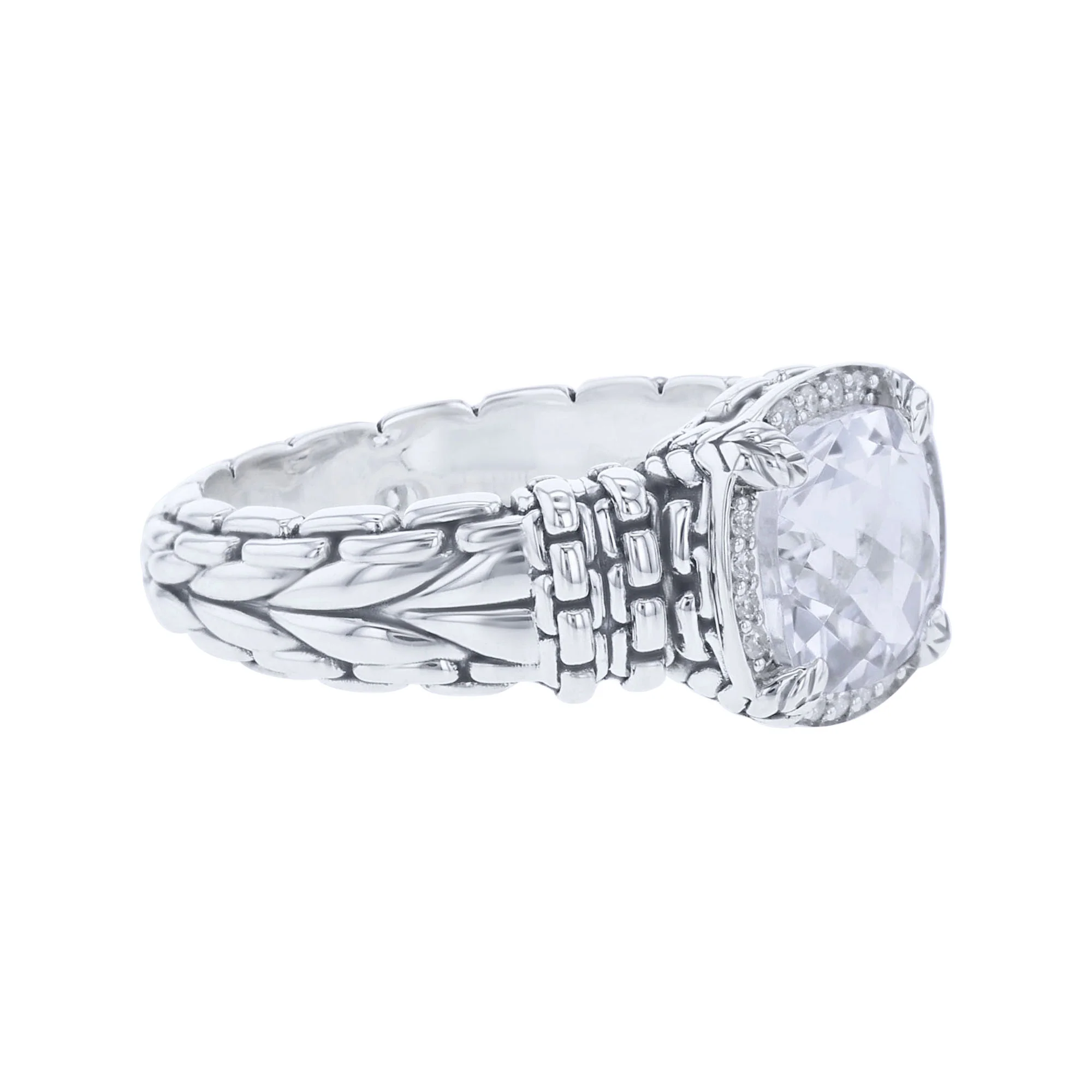 Silver Meera White Topaz & Diamond Ring - Image 2