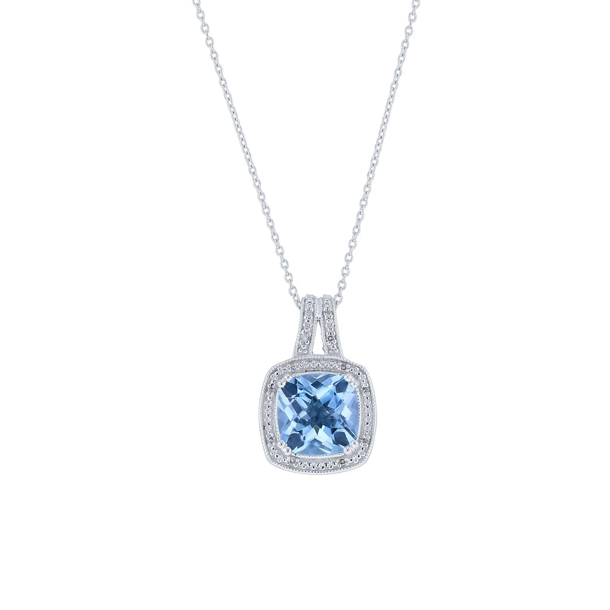 Silver Nilasha Blue Topaz & Diamond Necklace
