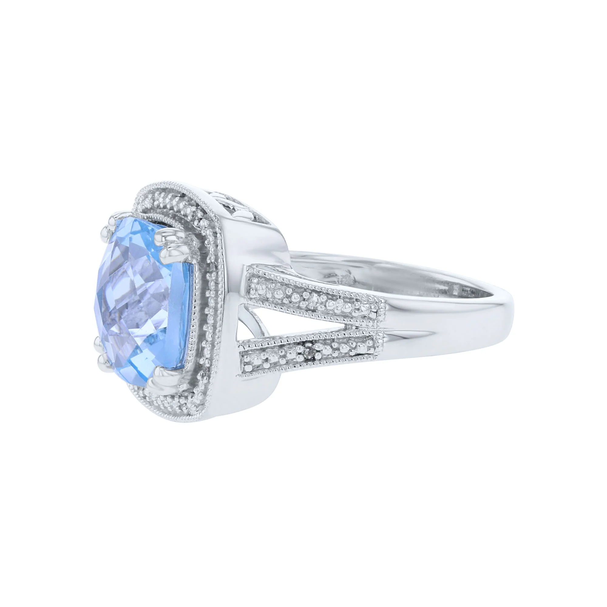 Silver Nilasha Blue Topaz & Diamond Ring - Image 2