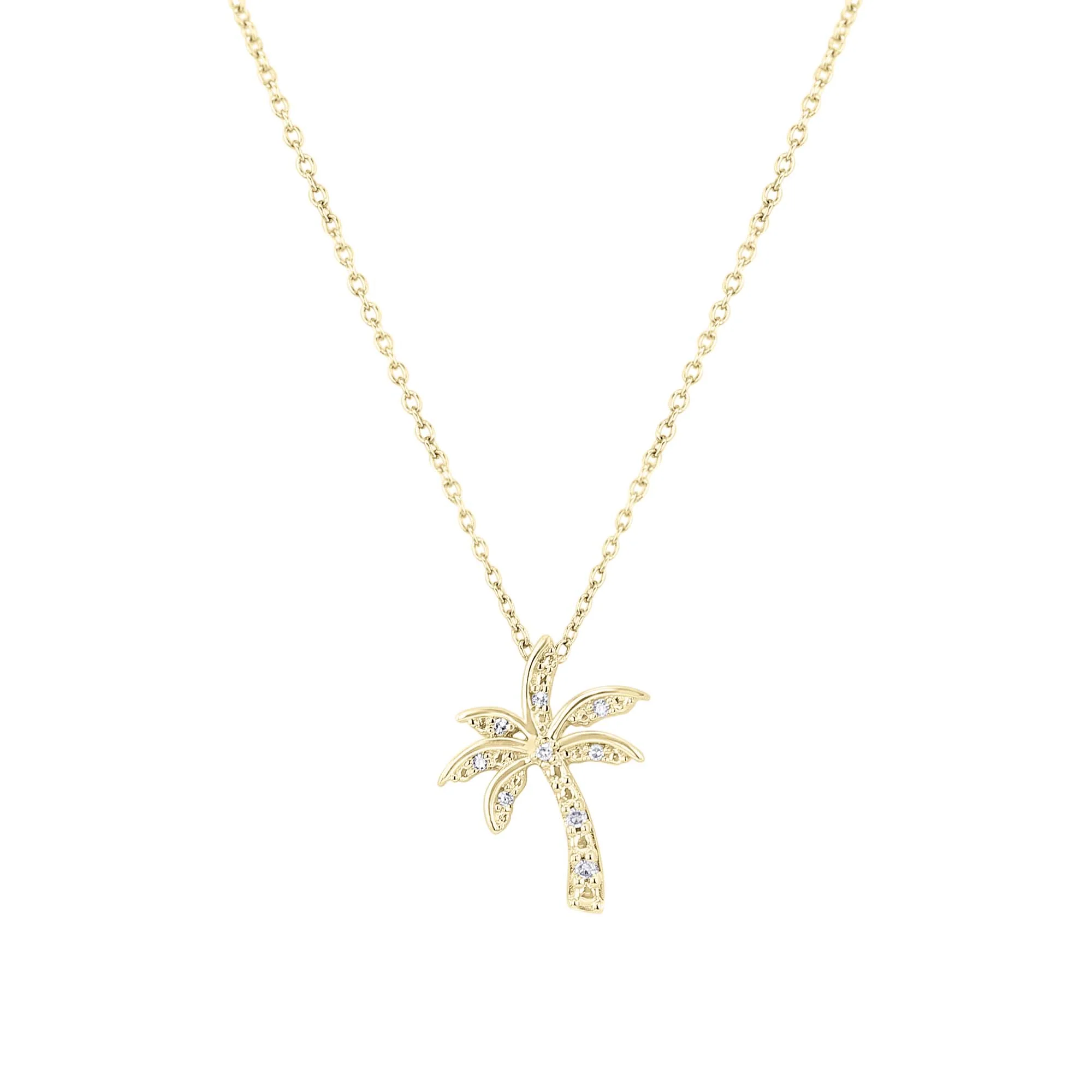 Silver Palm Tree Diamond Necklace - Image 3