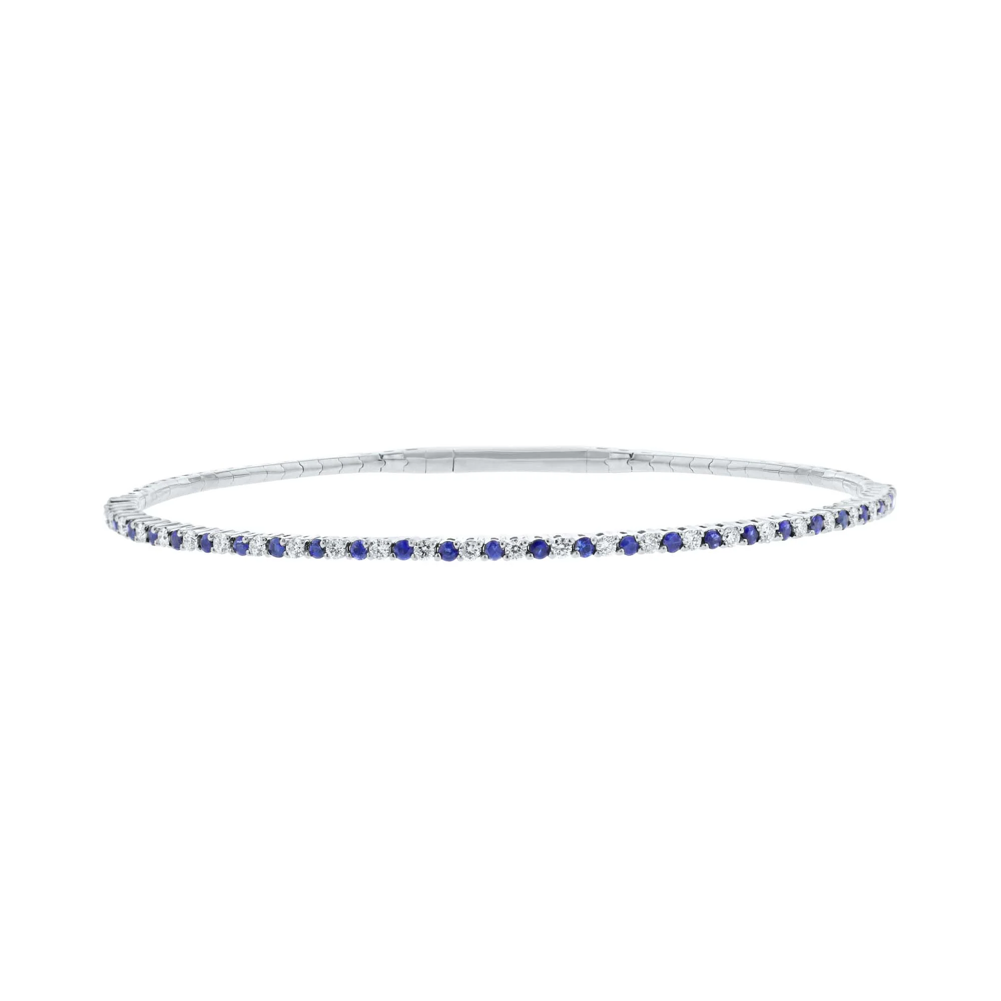 Silver Pretty & Pave Sapphire & Diamond Bangle Bracelet