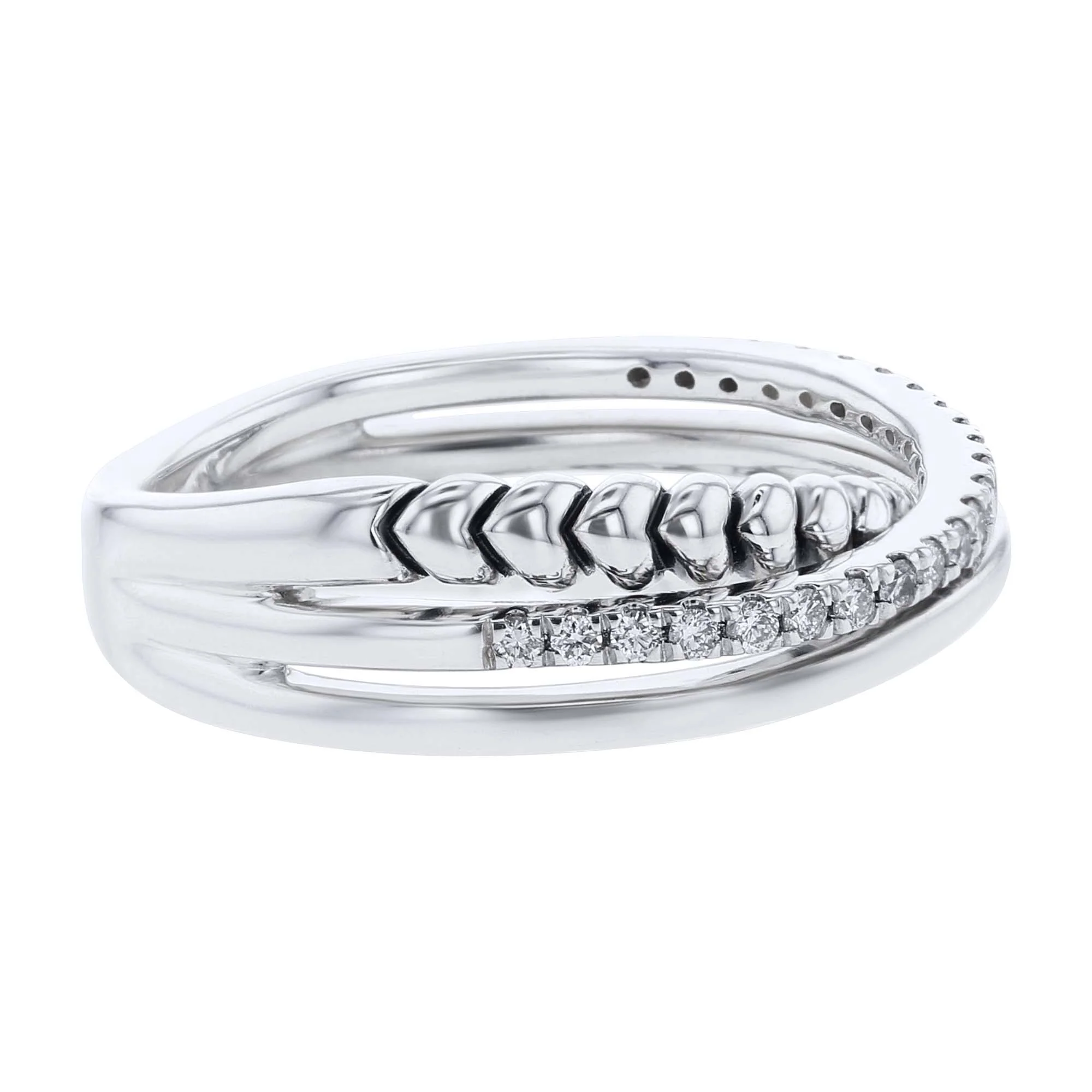 Silver Sloane Criss Cross Diamond Ring - Image 3