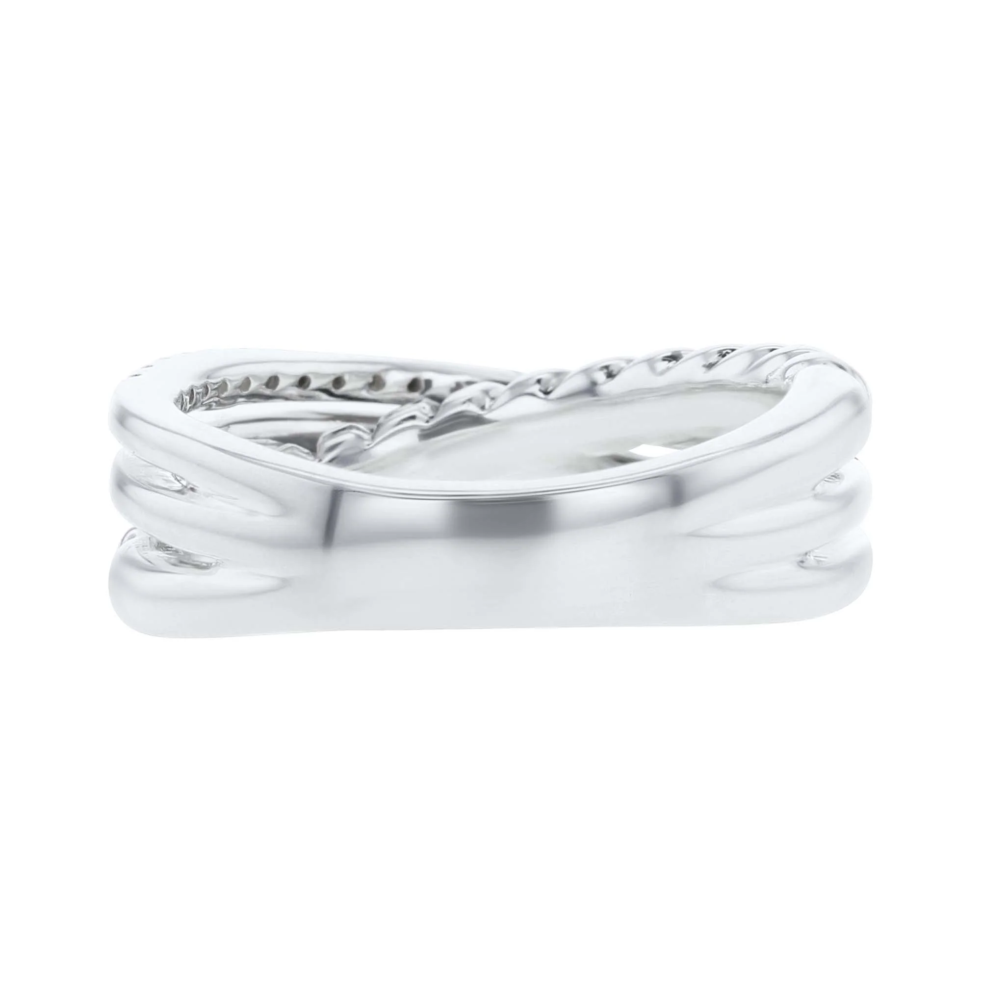 Silver Sloane Criss Cross Diamond Ring - Image 4