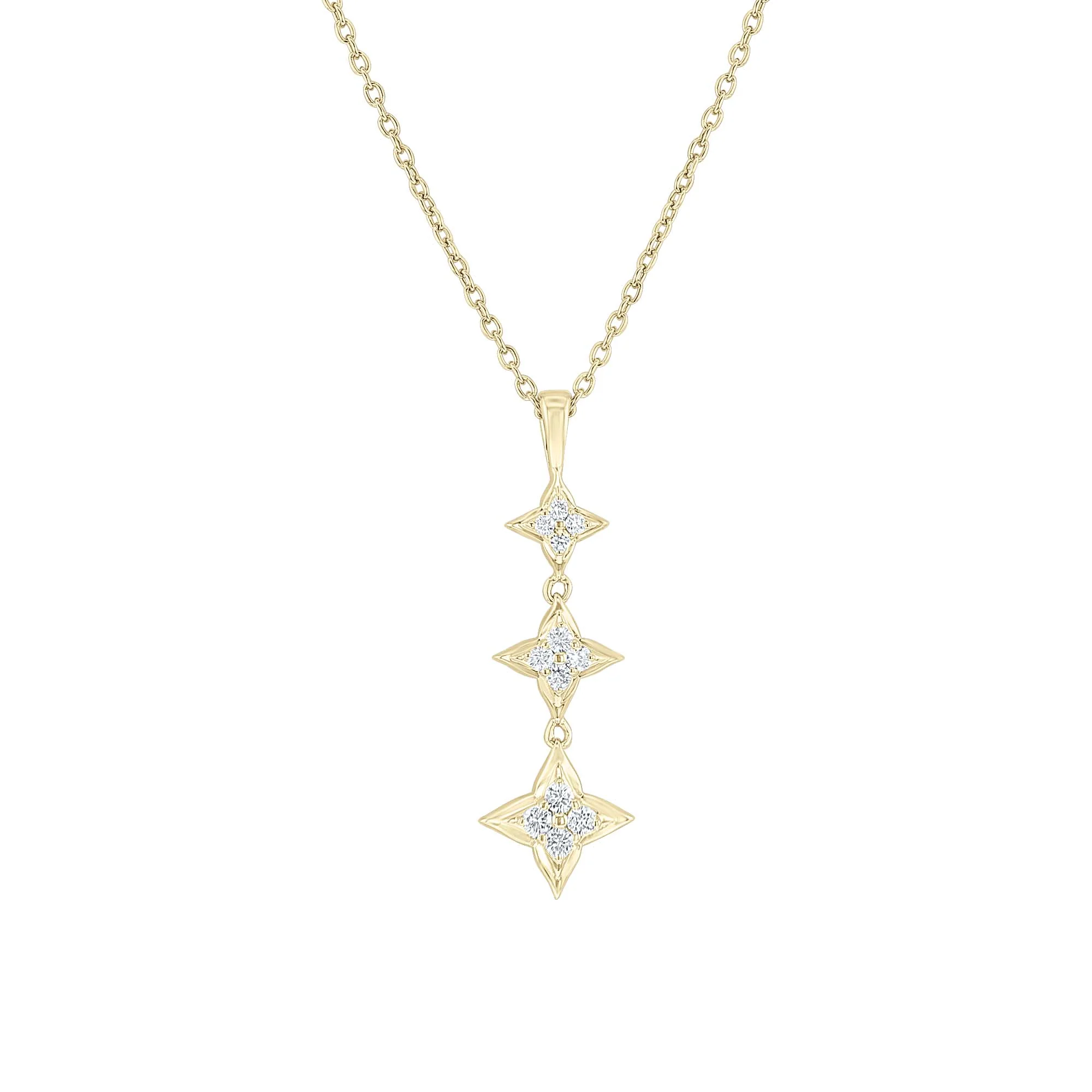 Silver Star of Hope Trio Drop Diamond Necklace - Image 4