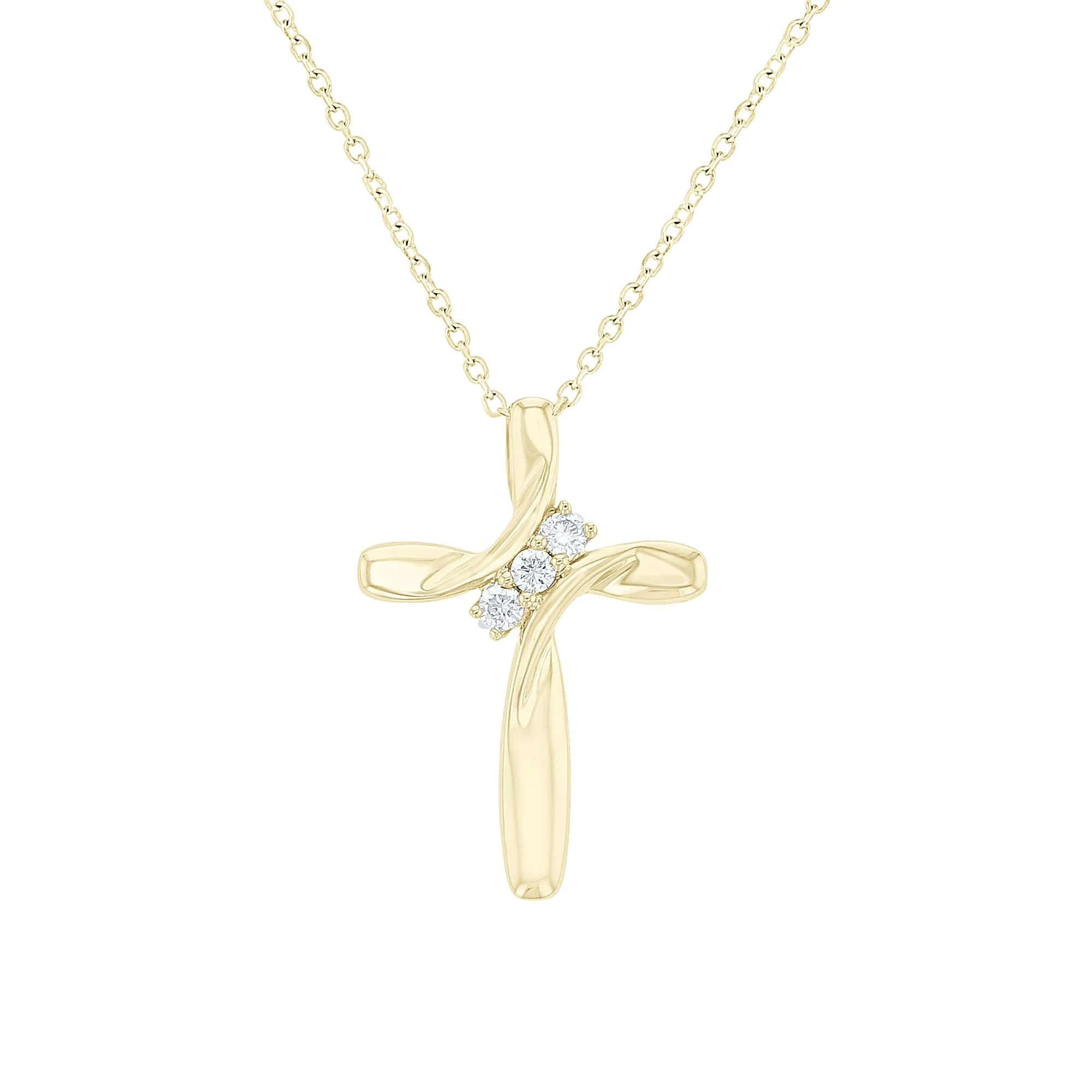 Silver Trinity Diamond Cross Necklace - Image 3