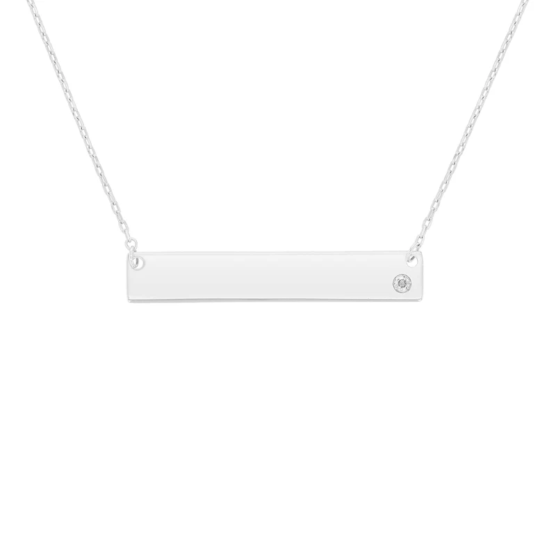 Solid Gold Bar Diamond Necklace - Image 2