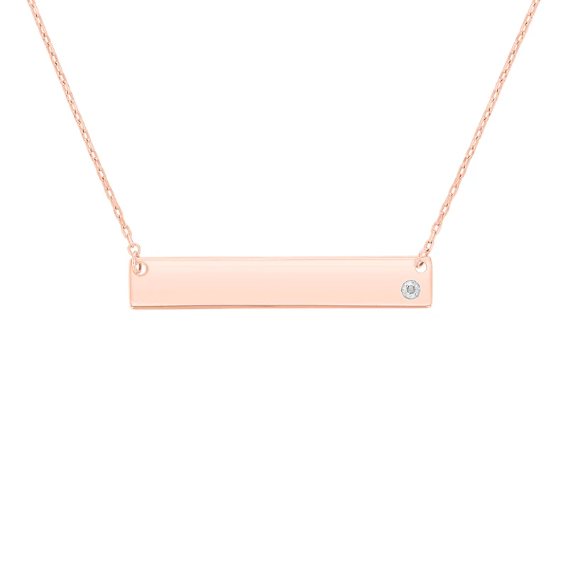 Solid Gold Bar Diamond Necklace - Image 3