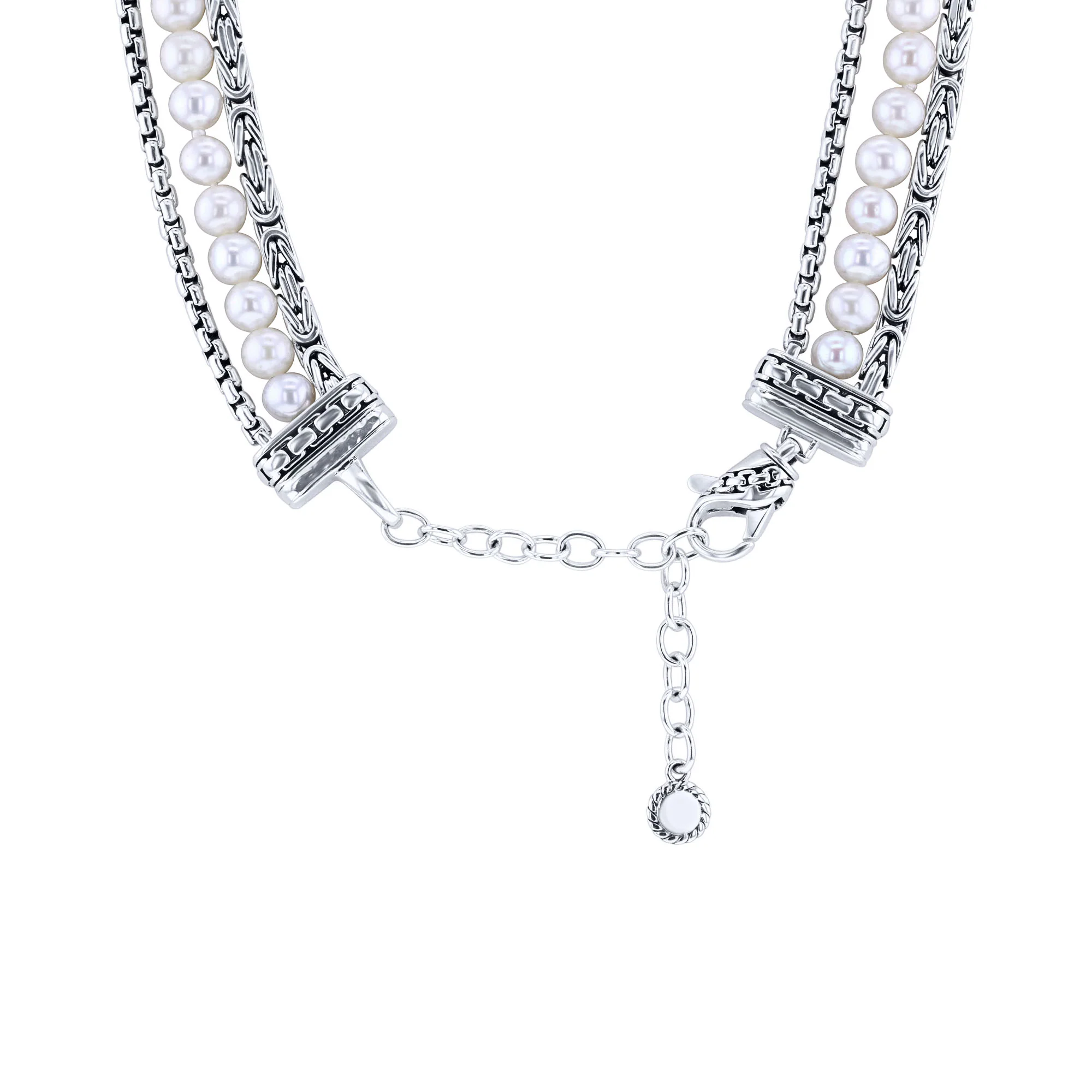 Treasure Pearl Silver Triple Strand Necklace - Image 2