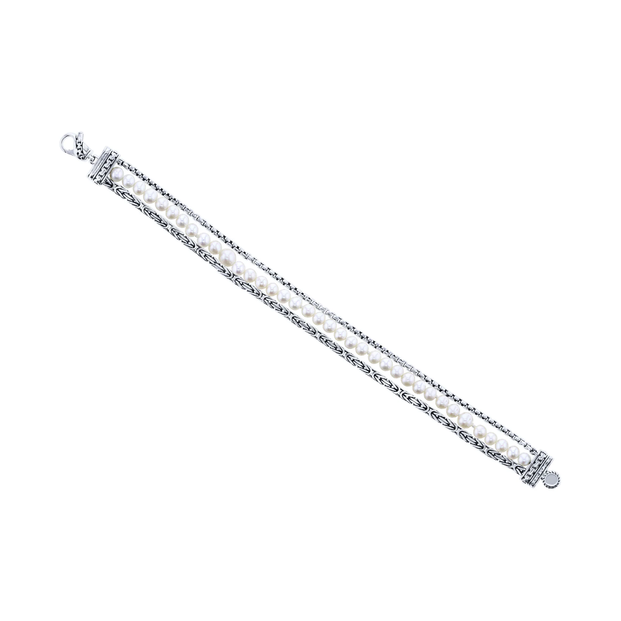 Treasure Pearl Triple Strand Silver Bracelet - Image 2