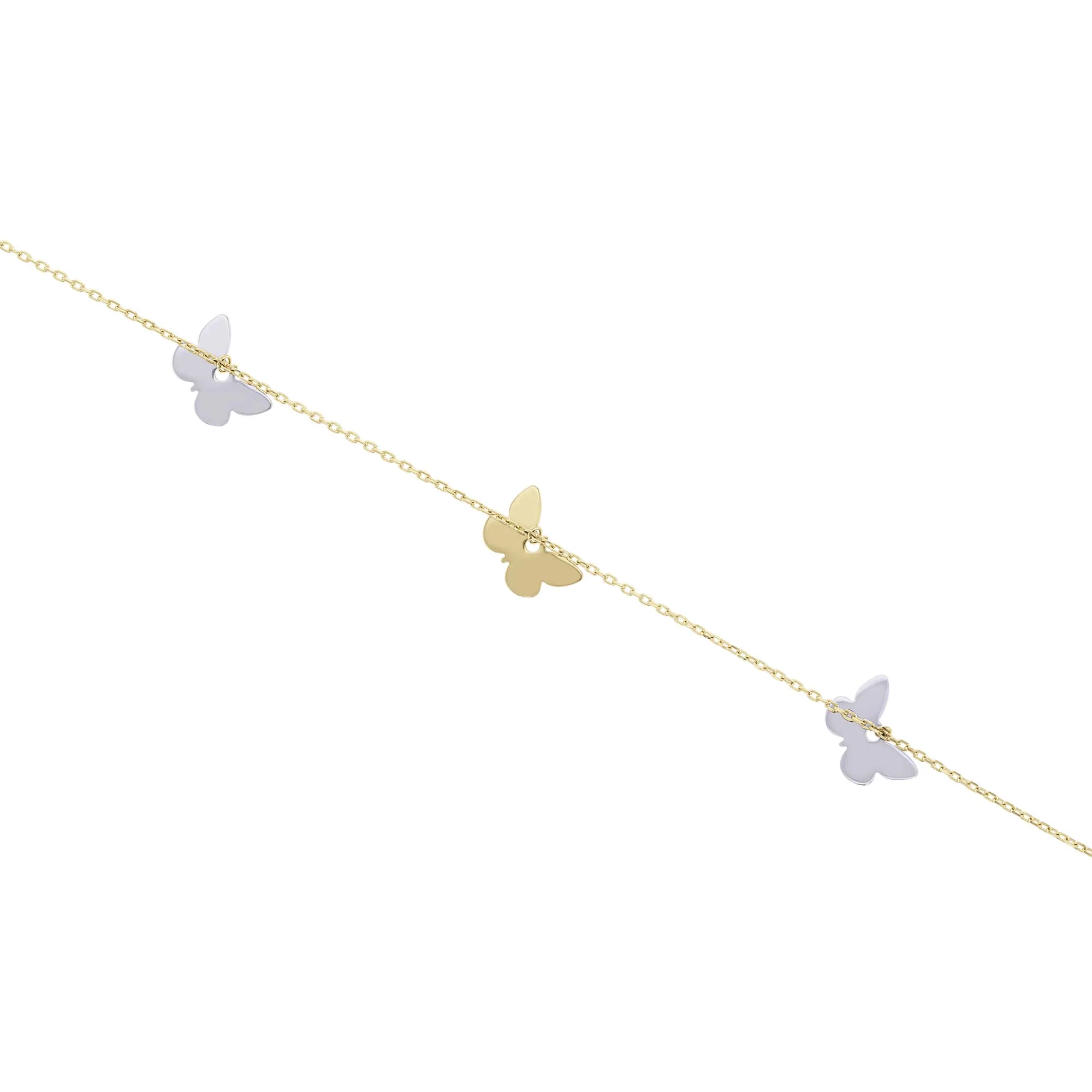 Two-Tone Butterfly Gold Anklet